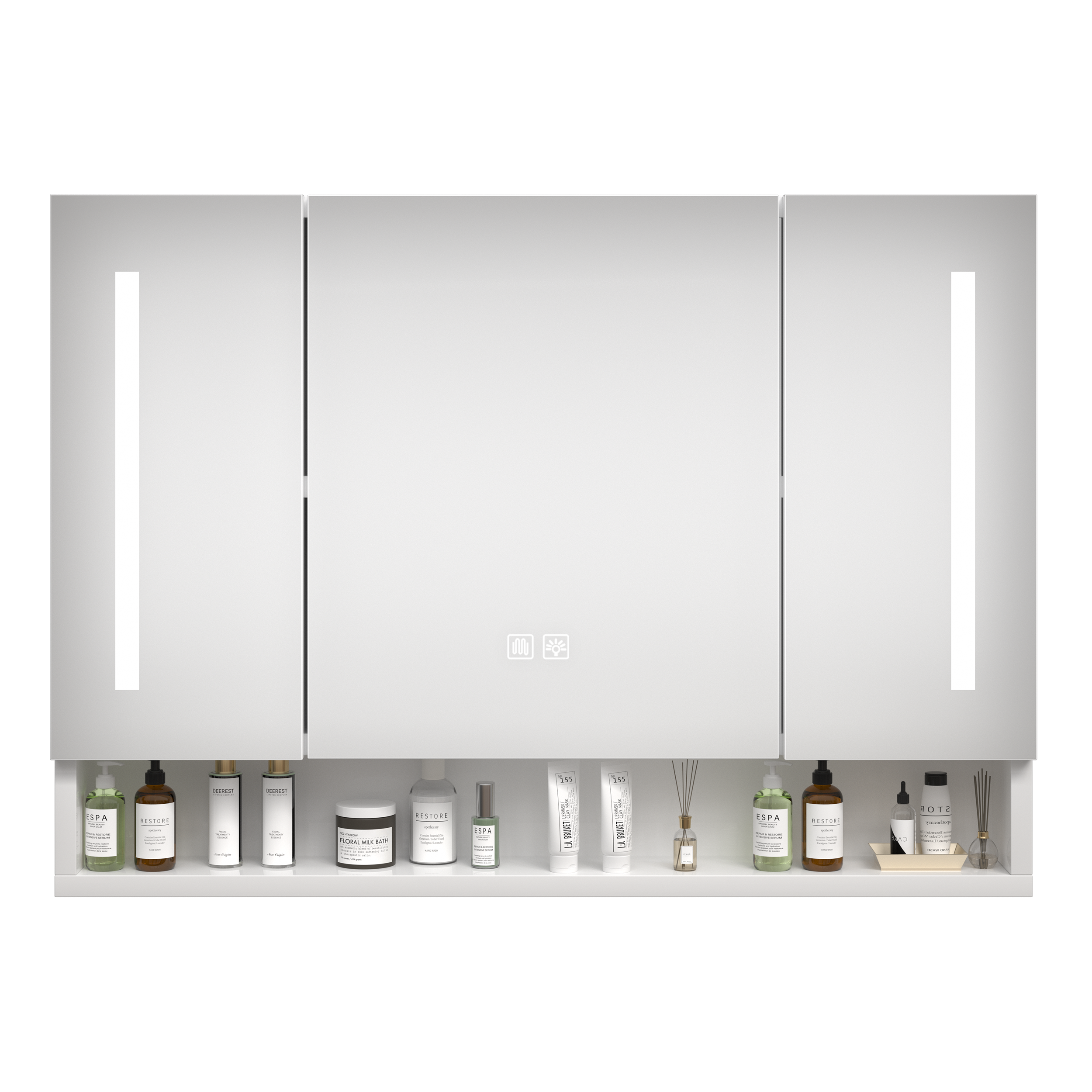 Armadietto Bagno LED 100x70cm 3 Ante