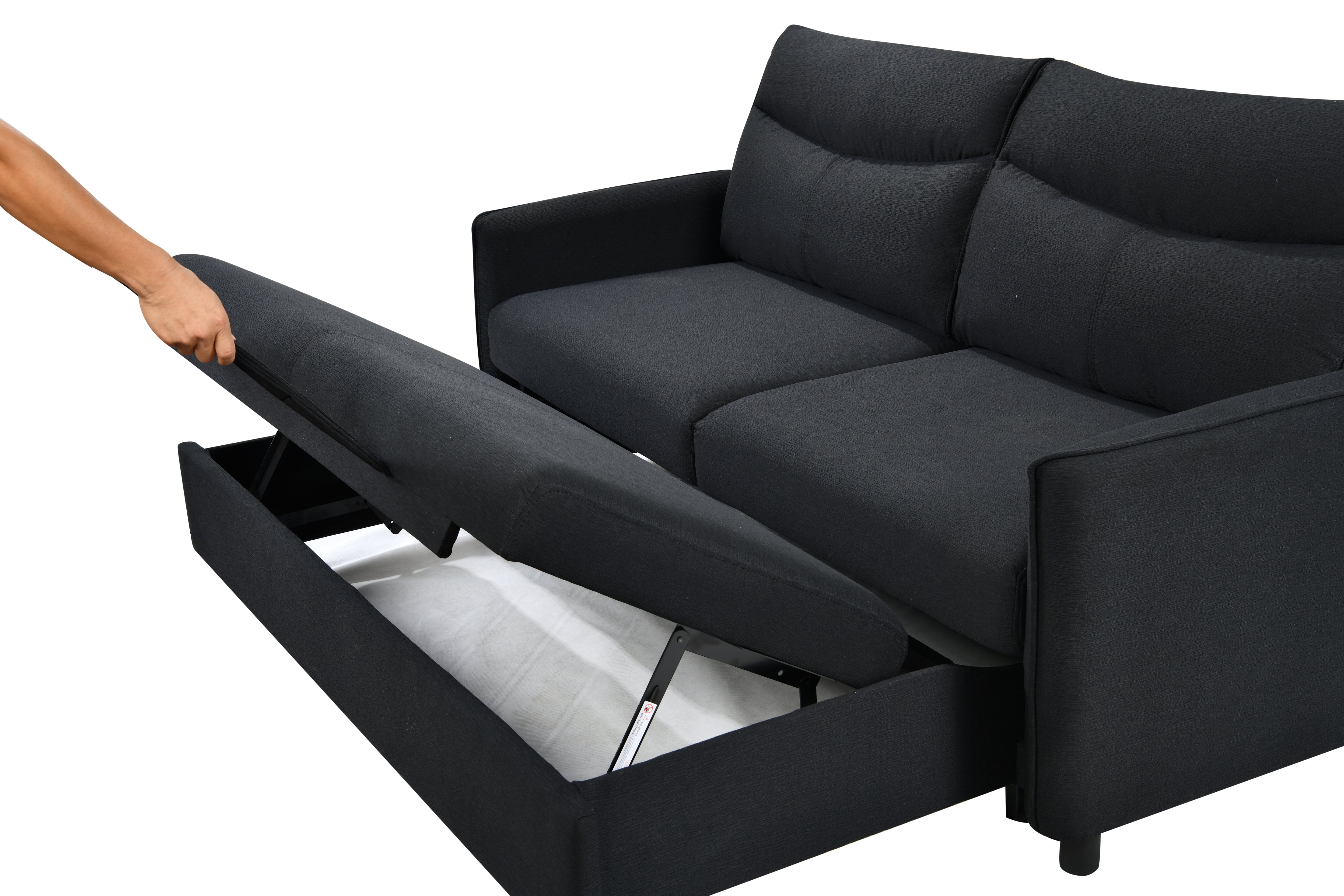 Divano Letto Convertibile 3 in 1 con Letto Estraibile Nero