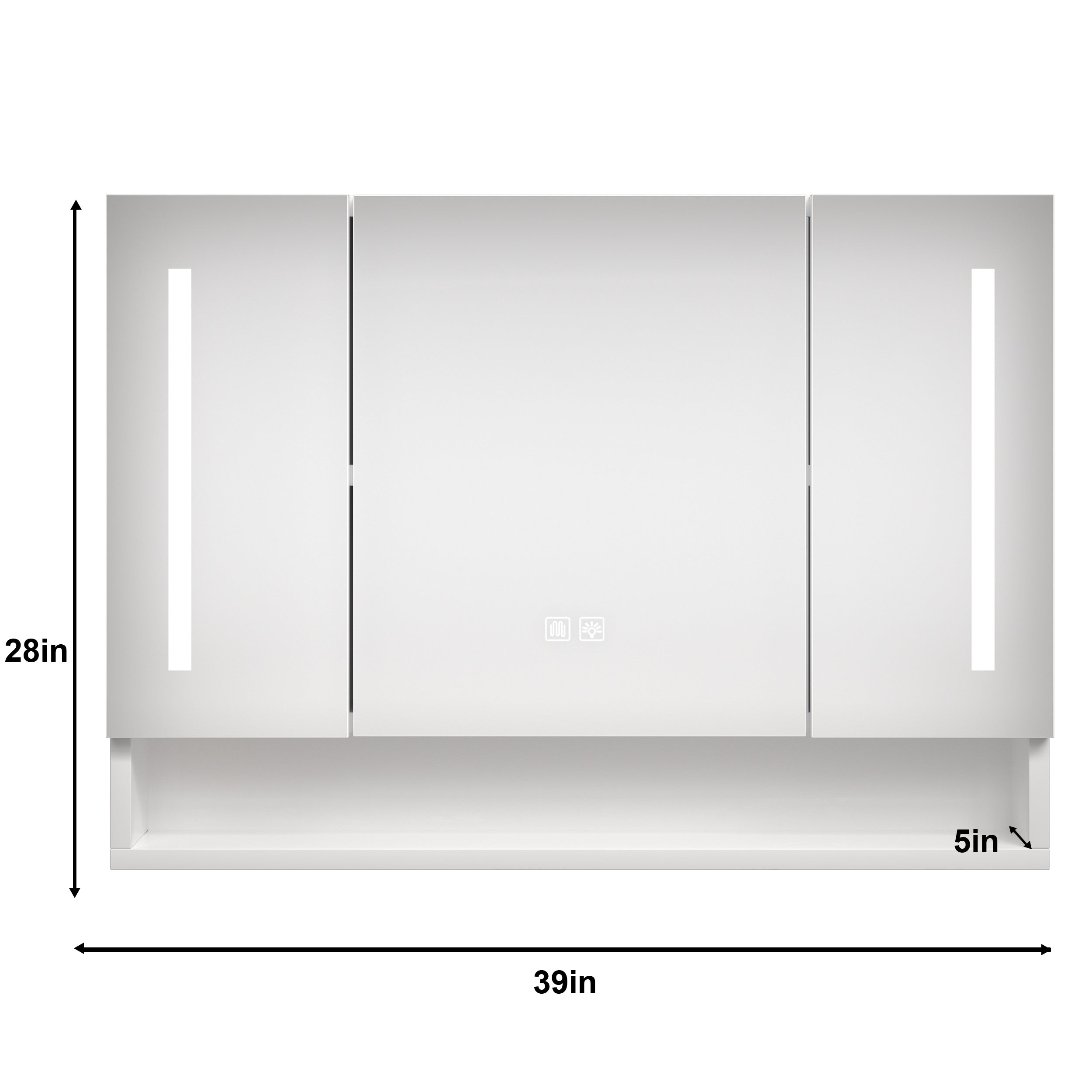 Armadietto Bagno LED 100x70cm 3 Ante