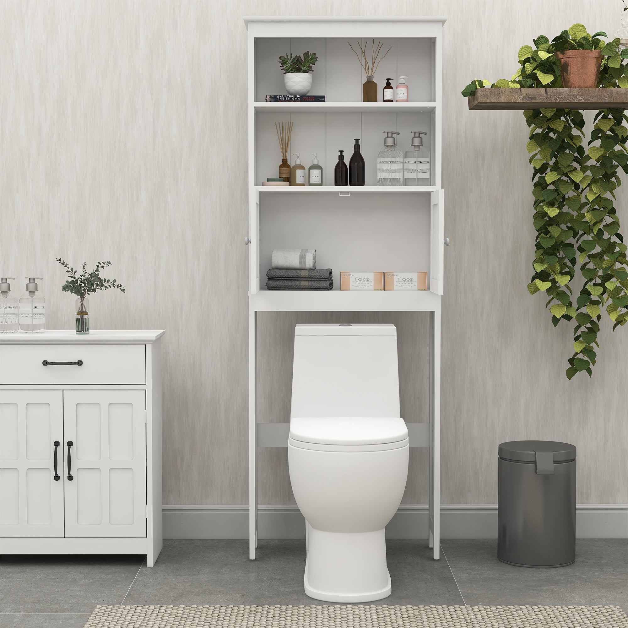 Mobile Bagno Sopra WC 2 Ripiani 2 Ante Legno