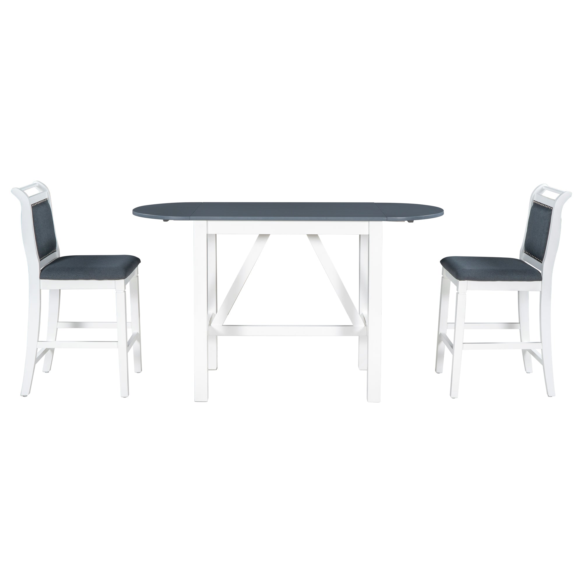 Set Tavolo Pranzo 3 Pezzi Ribaltabile Bianco Grigio