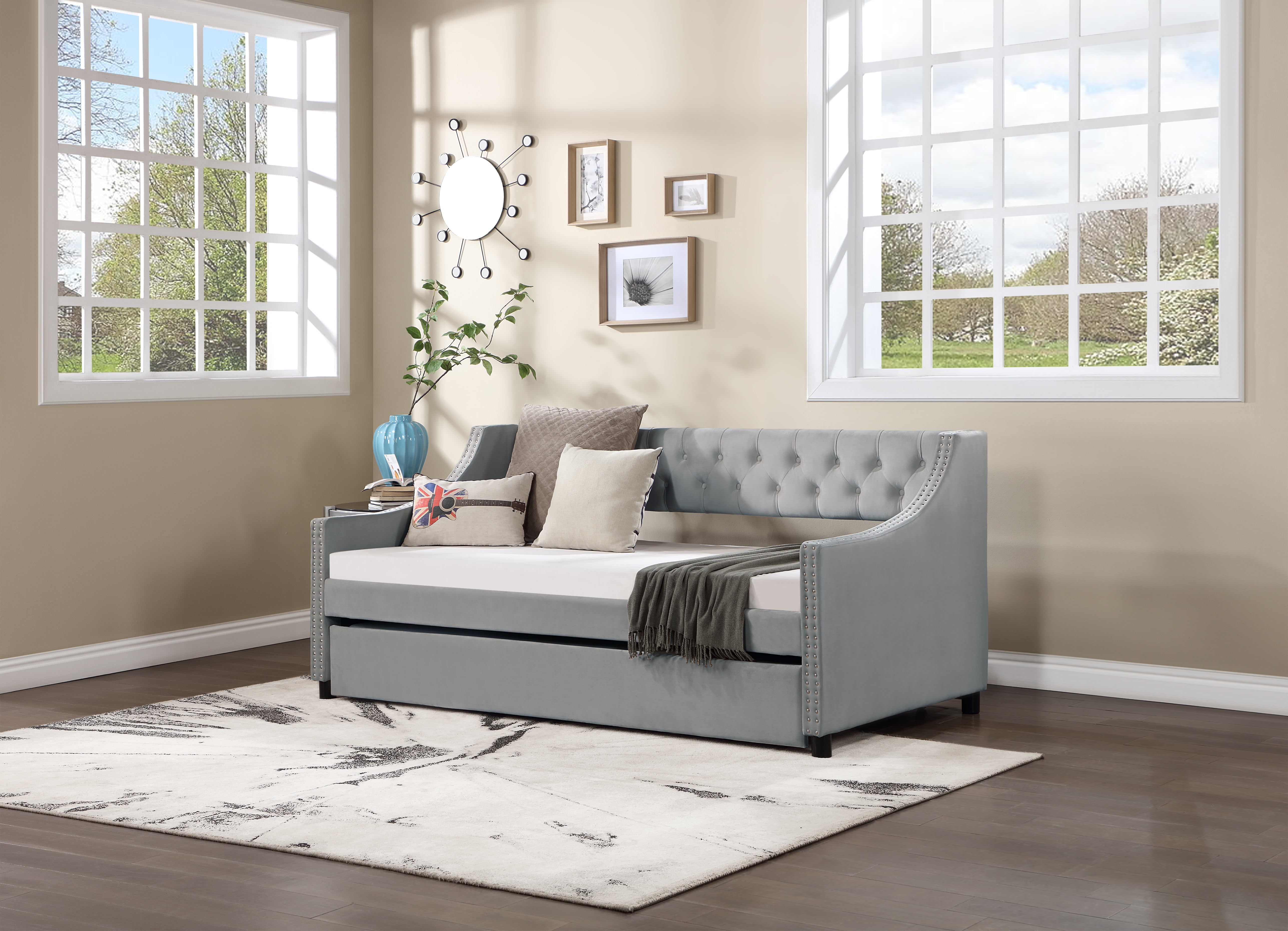 Daybed Full Size con Letto Estraibile Grigio