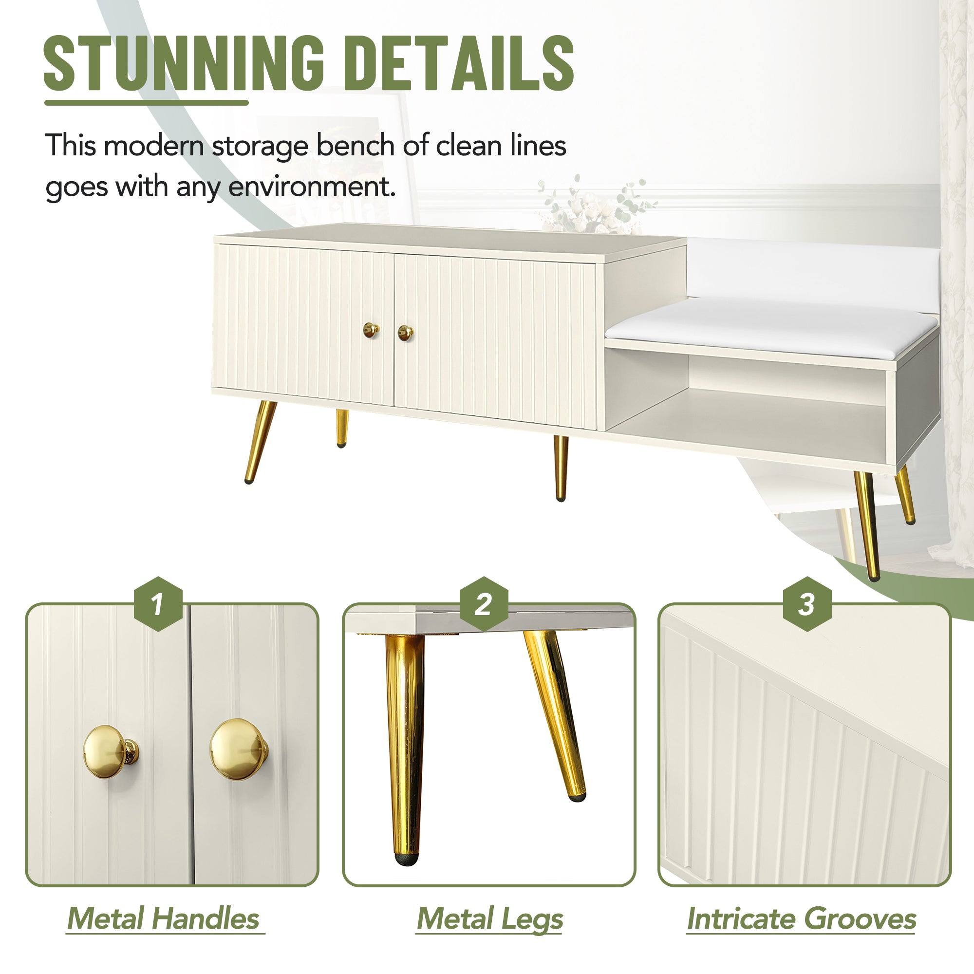 Panca Portascarpe Imbottita Bianca