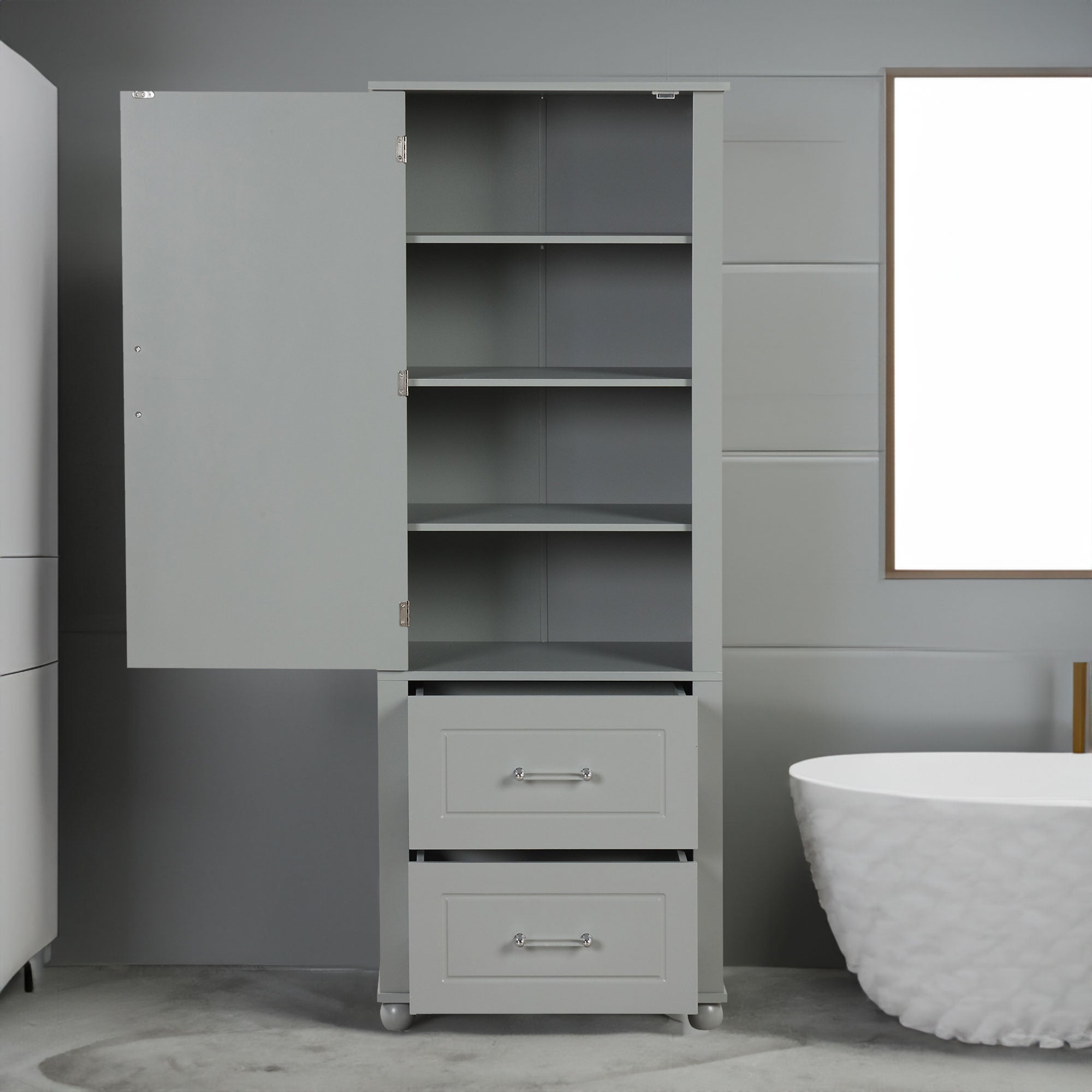 Mobile Bagno Alto Grigio 2 Cassetti 156cm