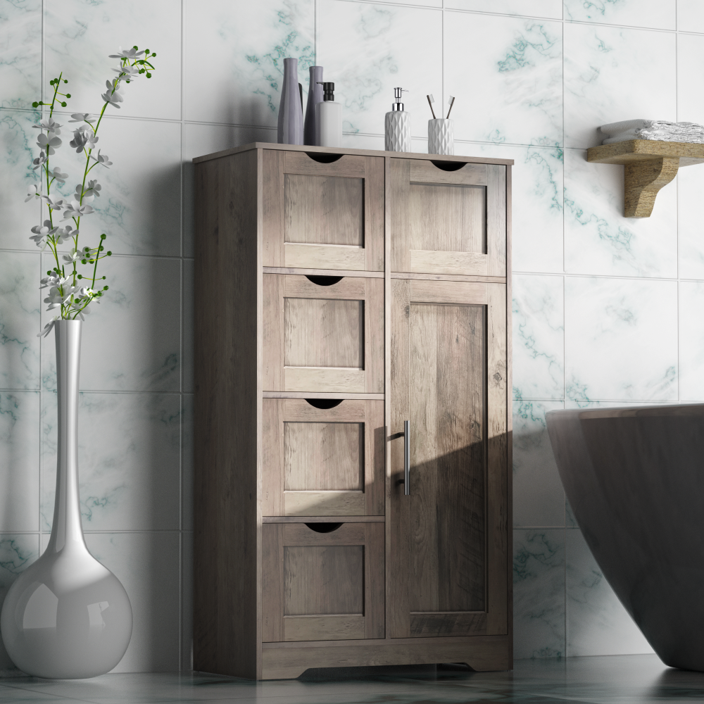 Mobile Bagno 5 Cassetti 1 Anta Grigio