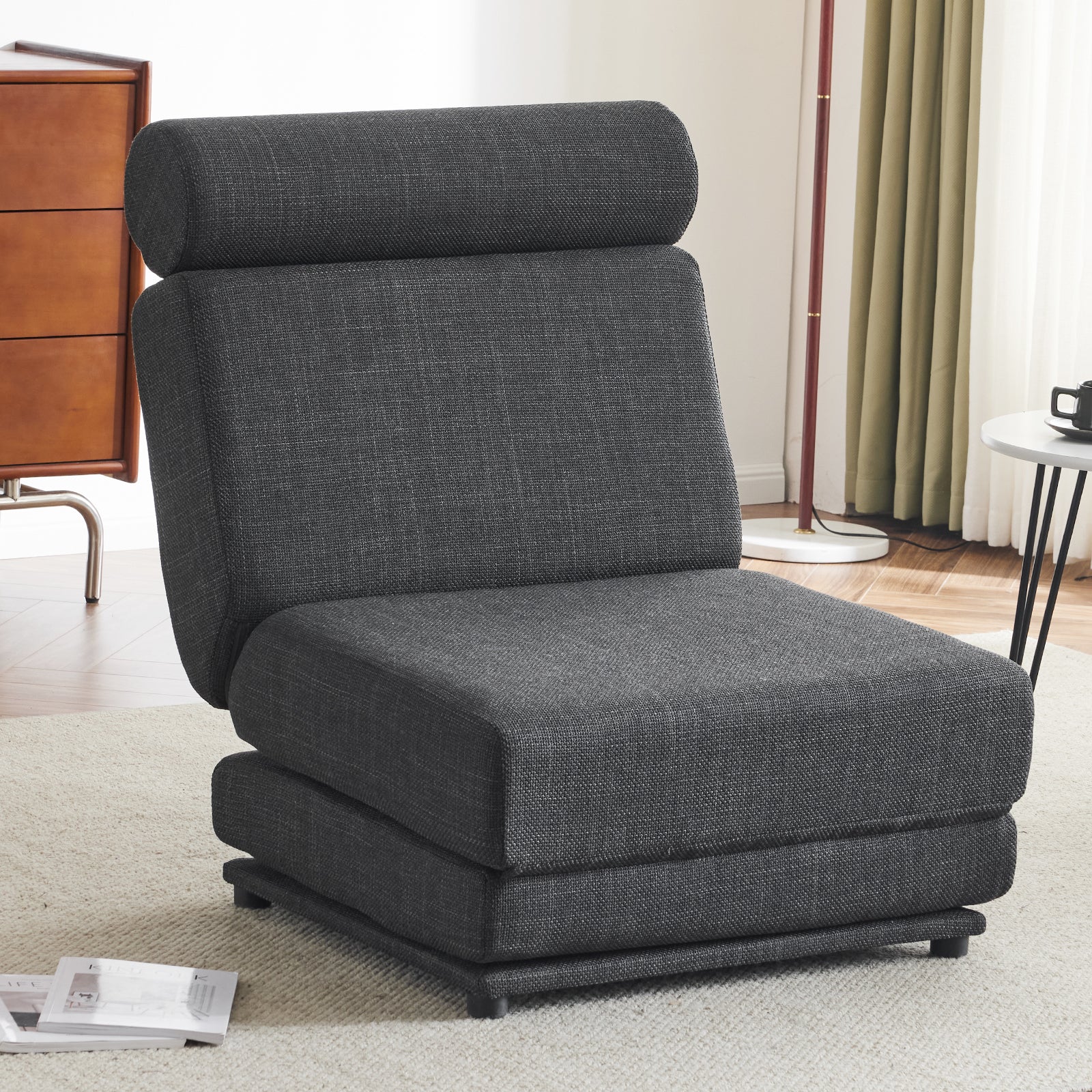 Poltrona Letto Pieghevole Grigio Scuro