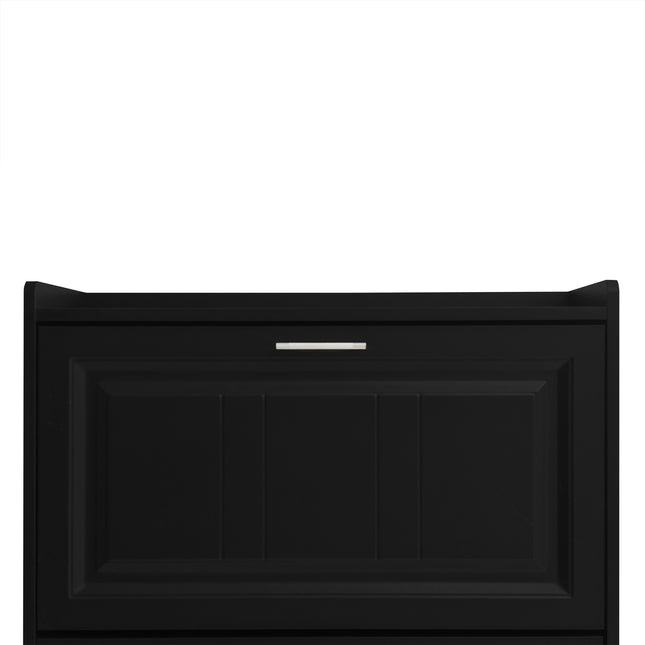 U-Can Shoe Storage Cabinet for Entryway with 3 Flip Drawers, Modern Shoe Organizer Cabinet, Free Standing Shoe Rack Black