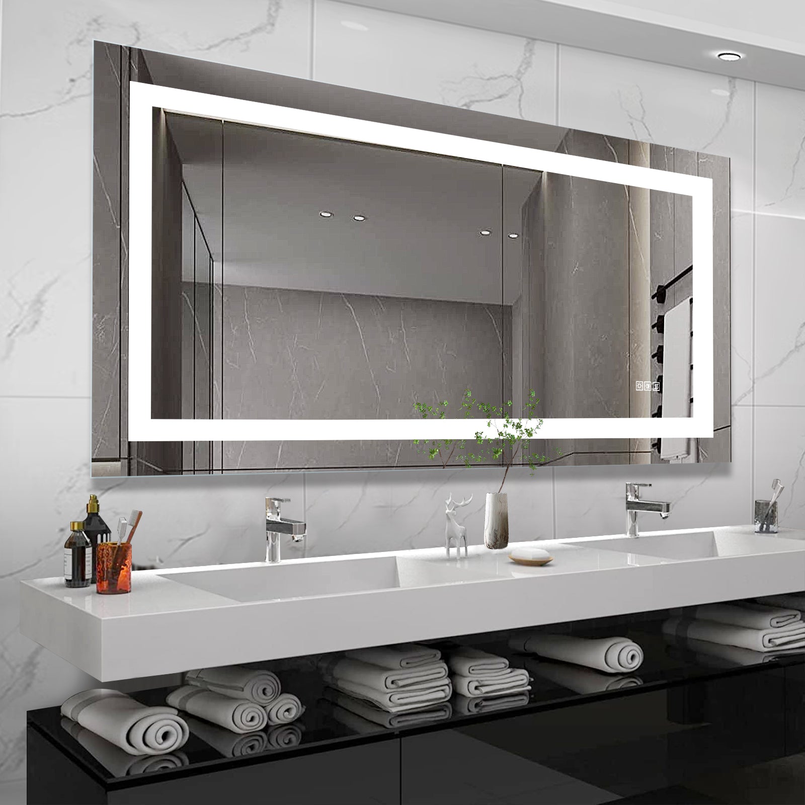 Specchio LED Bagno 183x91cm Antiappannamento Dimmer