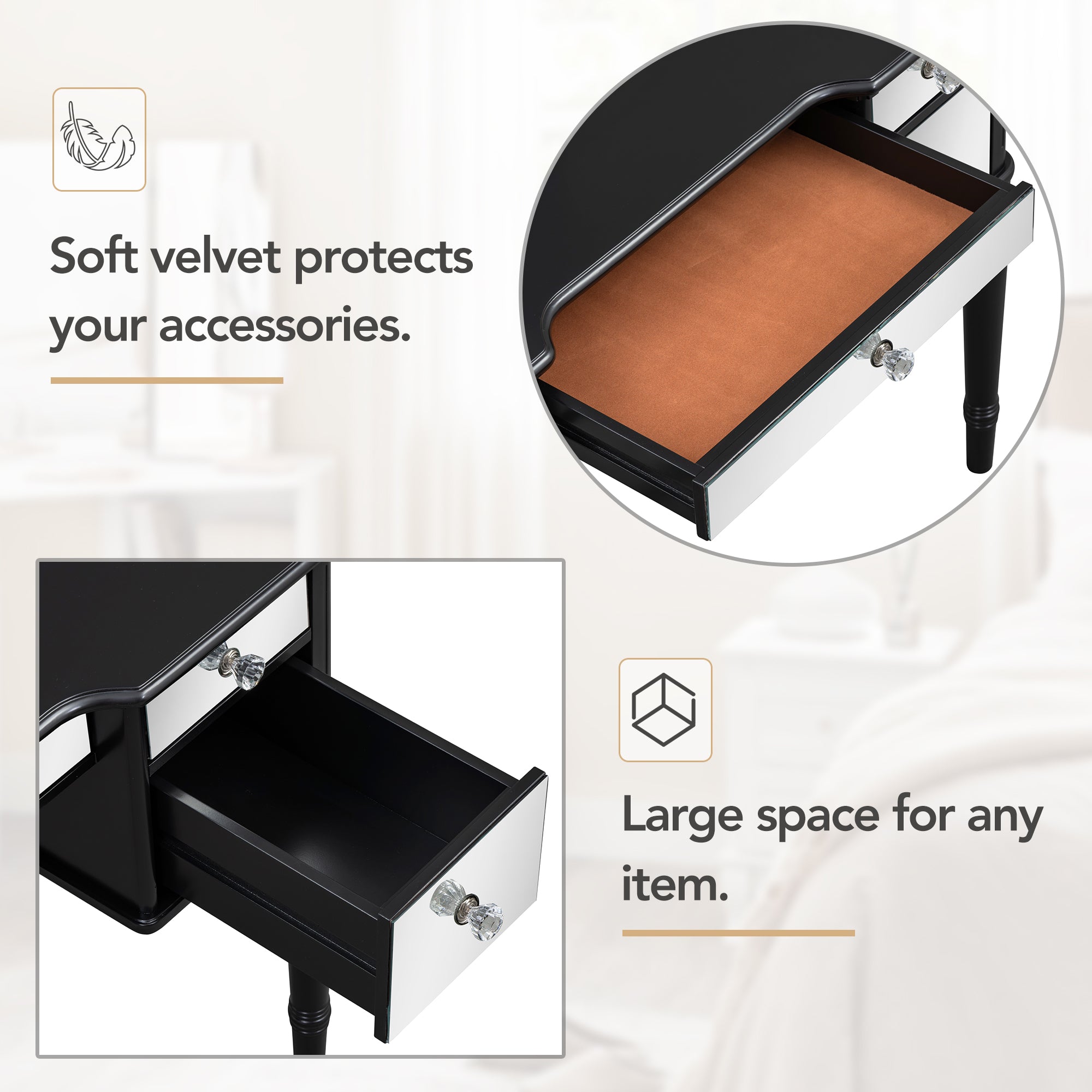 Set Toeletta Nera 109cm con Sgabello