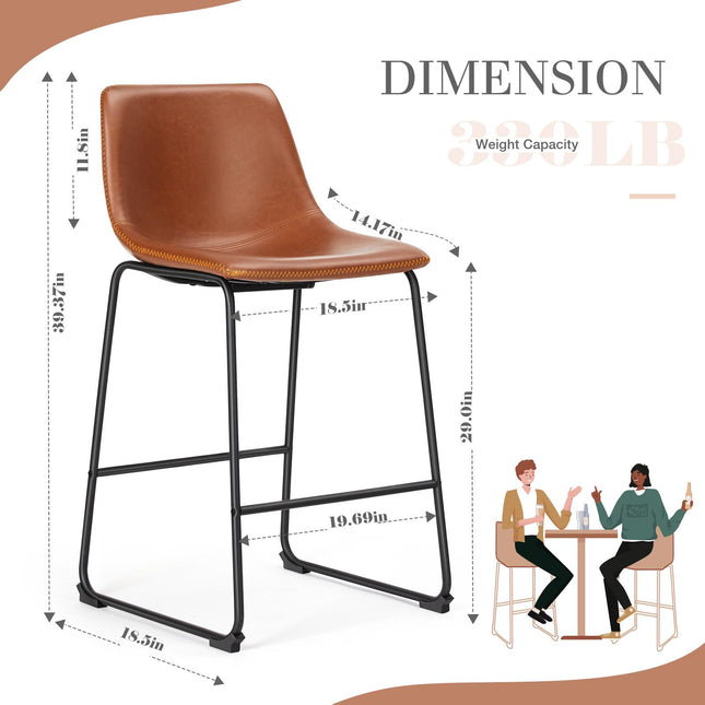 Metal Bar Stools Counter Height- Dining Chair Set of 2