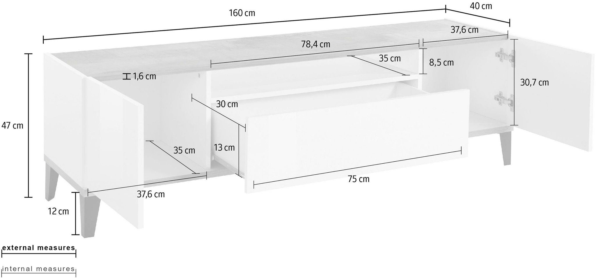 Porta tv SUNRISE 160 cm.