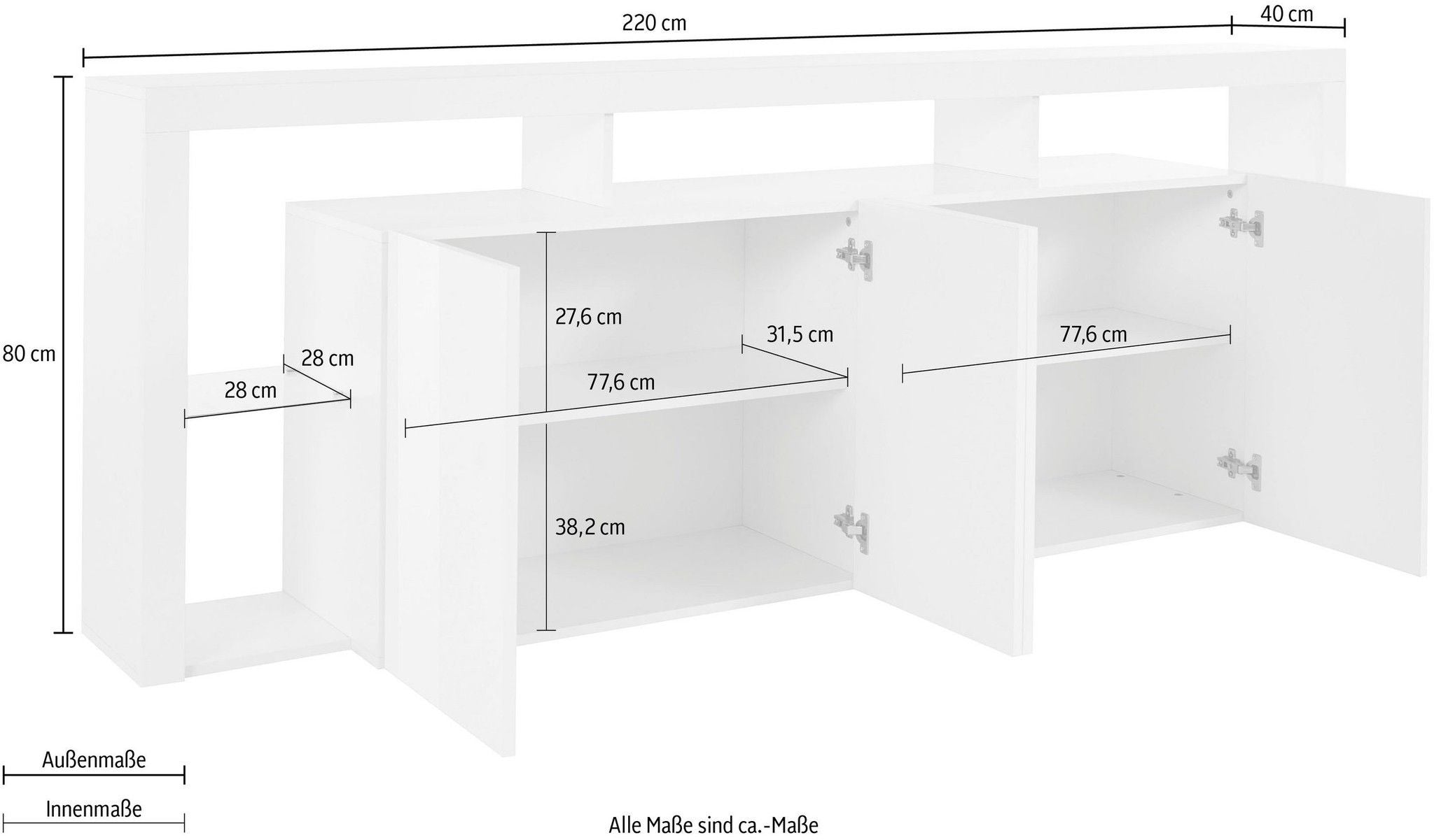 Credenza ESSENTIAL 4 ante da 220 cm.
