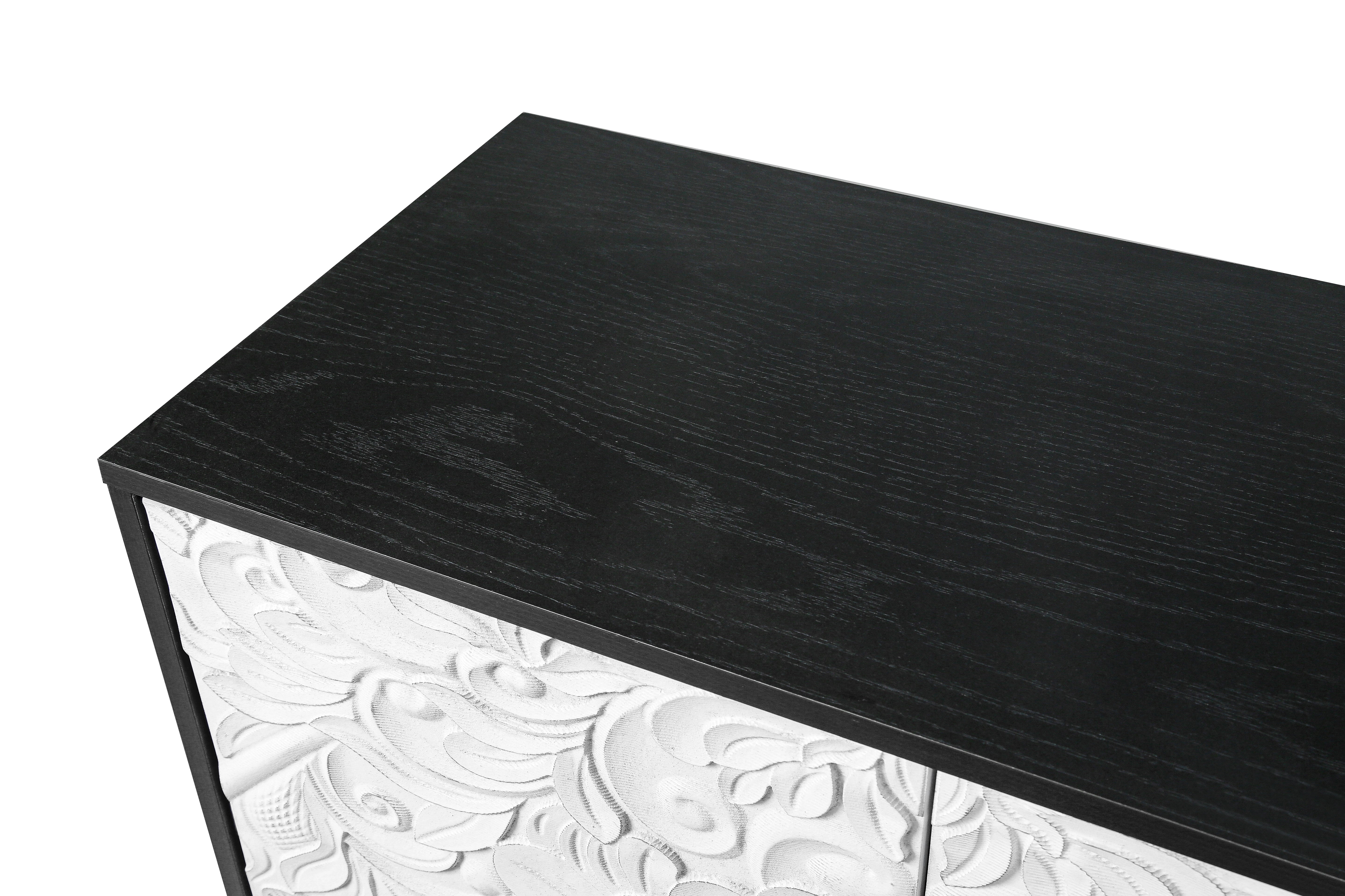 Mobile TV Vintage Bianco Porte Intagliate