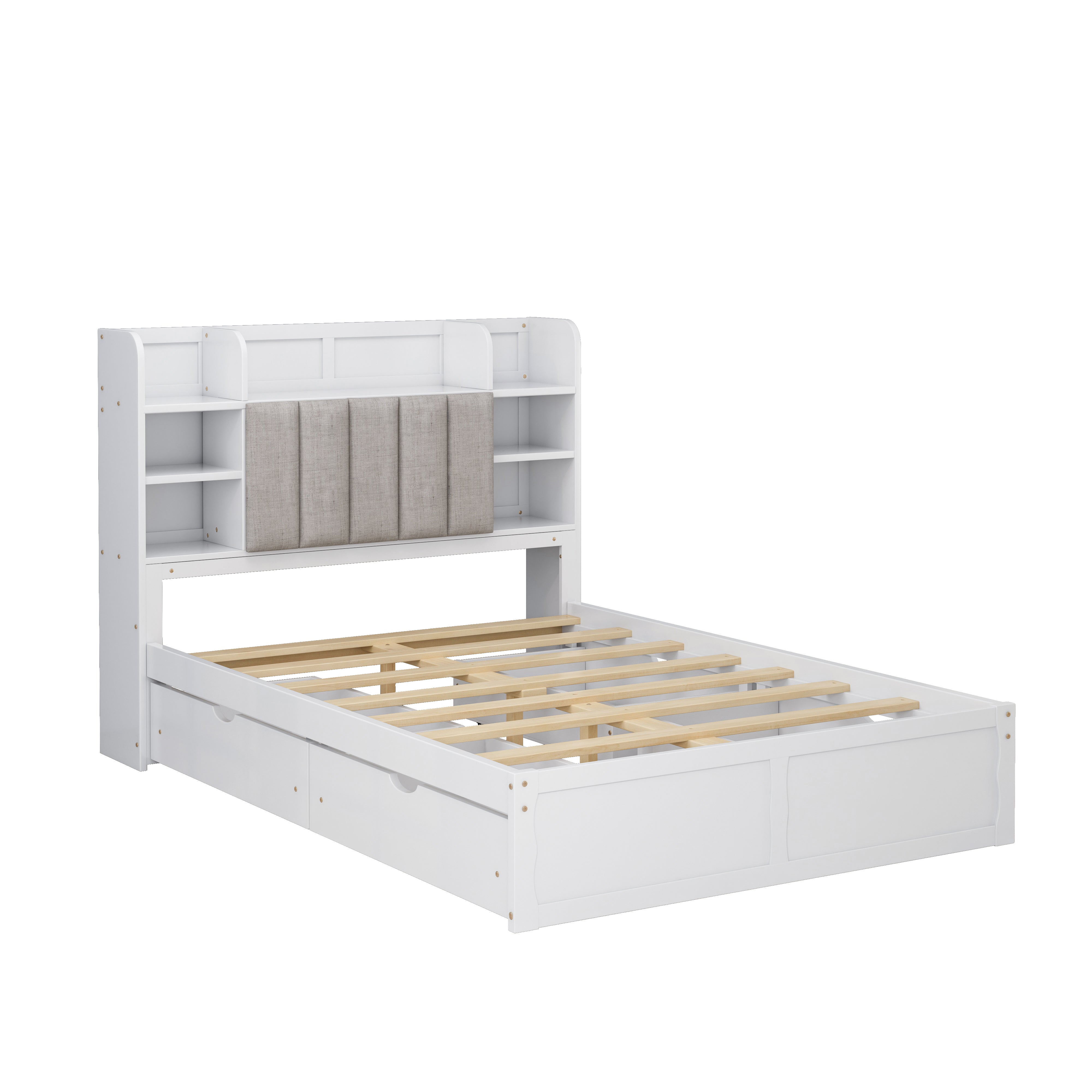 Letto Full Size Bianco con 4 Cassetti