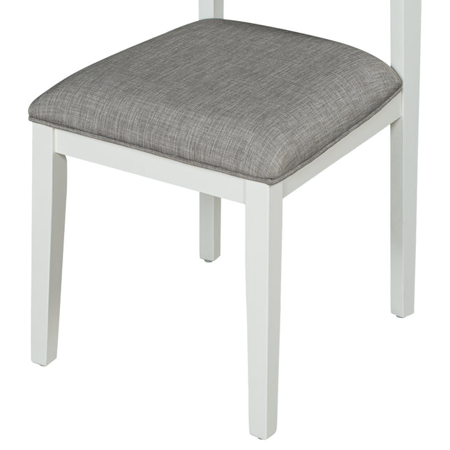 Classic 6-Piece Dining Set, Table, 4 Chairs & Bench (White/Gray)