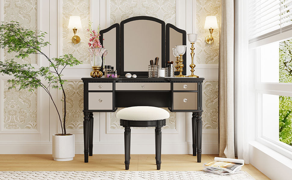 Set Toeletta Nera 109cm con Sgabello