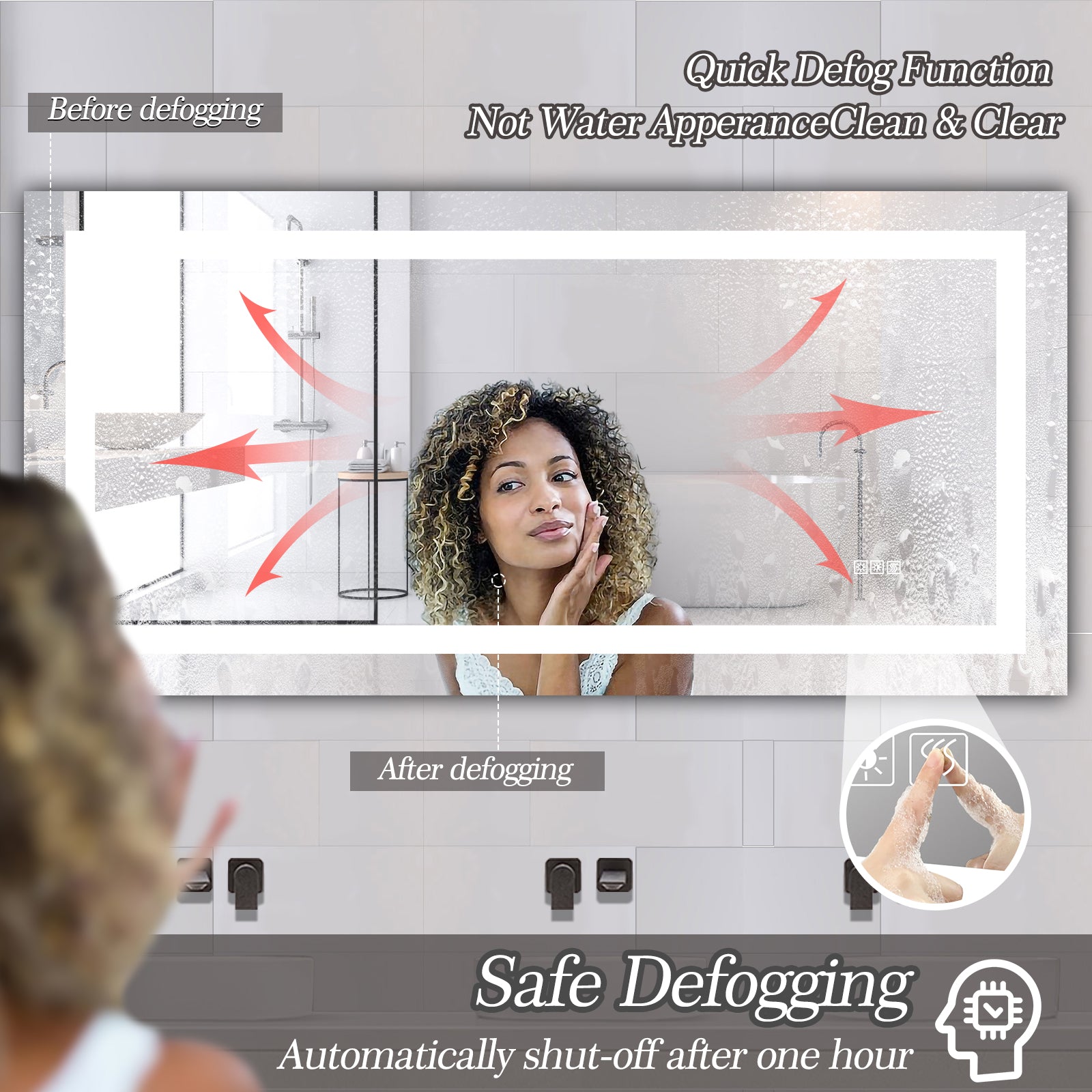 Specchio LED Bagno 183x91cm Antiappannamento Dimmer
