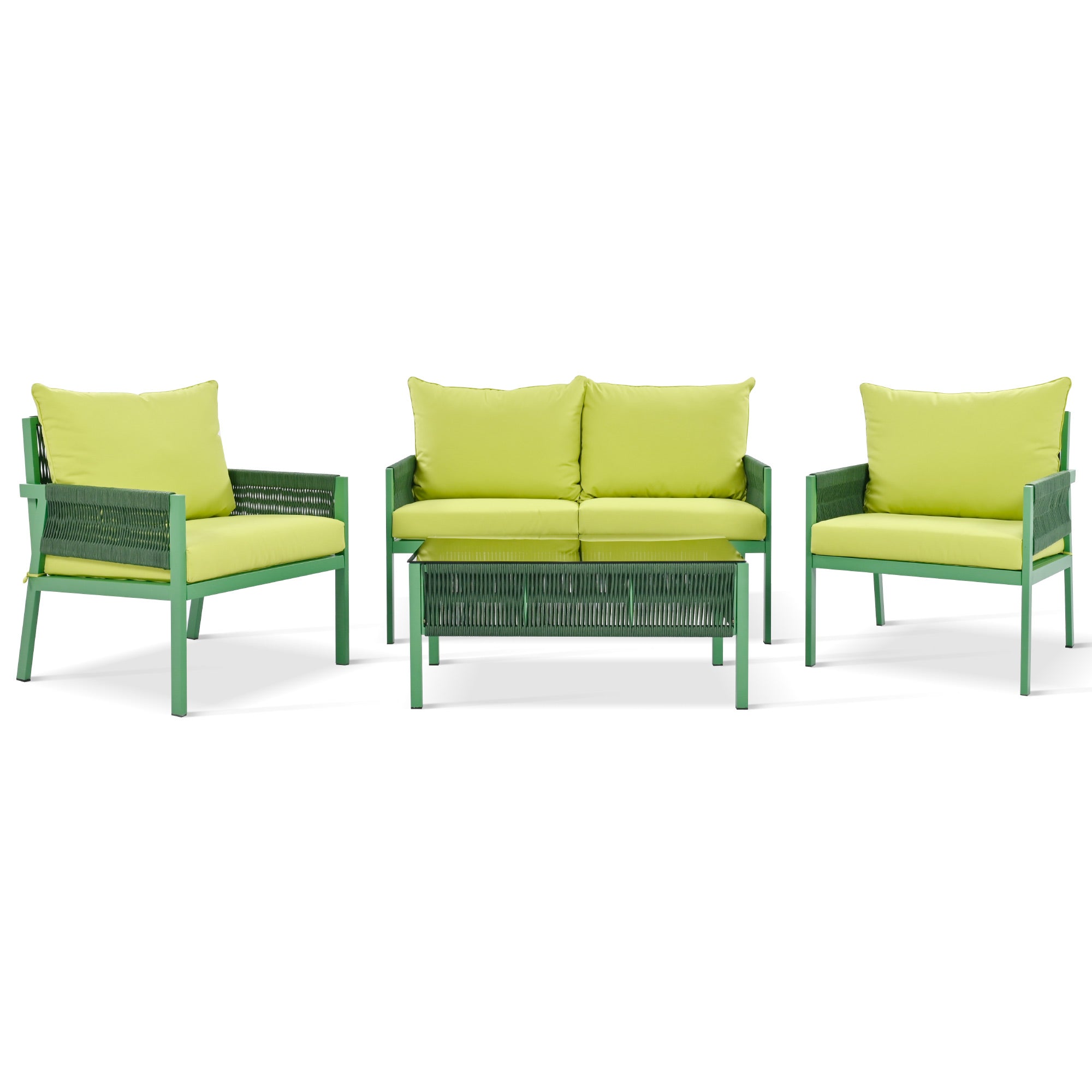 Set Patio Corda 4 Pezzi Verde Giallo