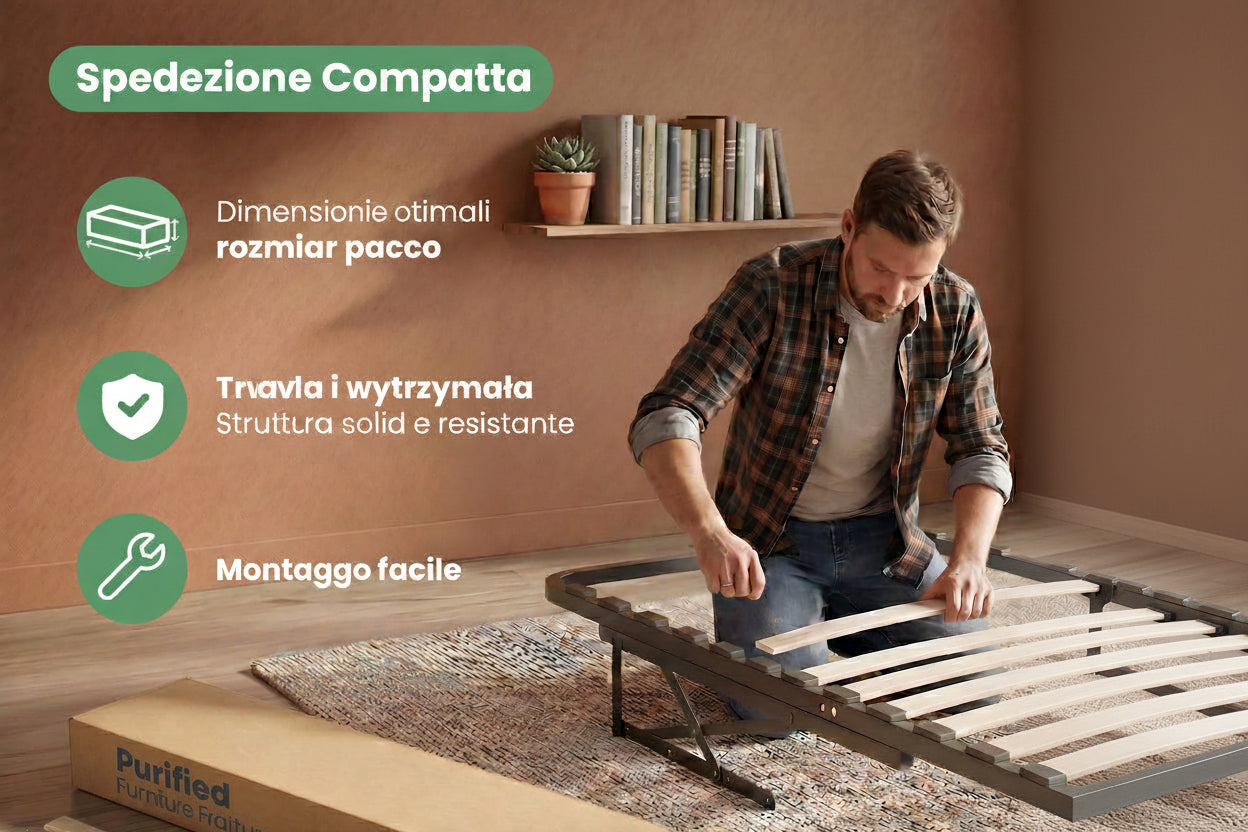 Rete Letto 160x200 cm 28 Doghe con Sollevamento