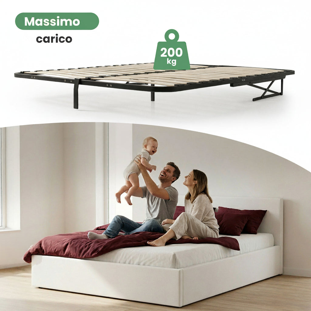 Rete Letto 160x200 cm 28 Doghe con Sollevamento