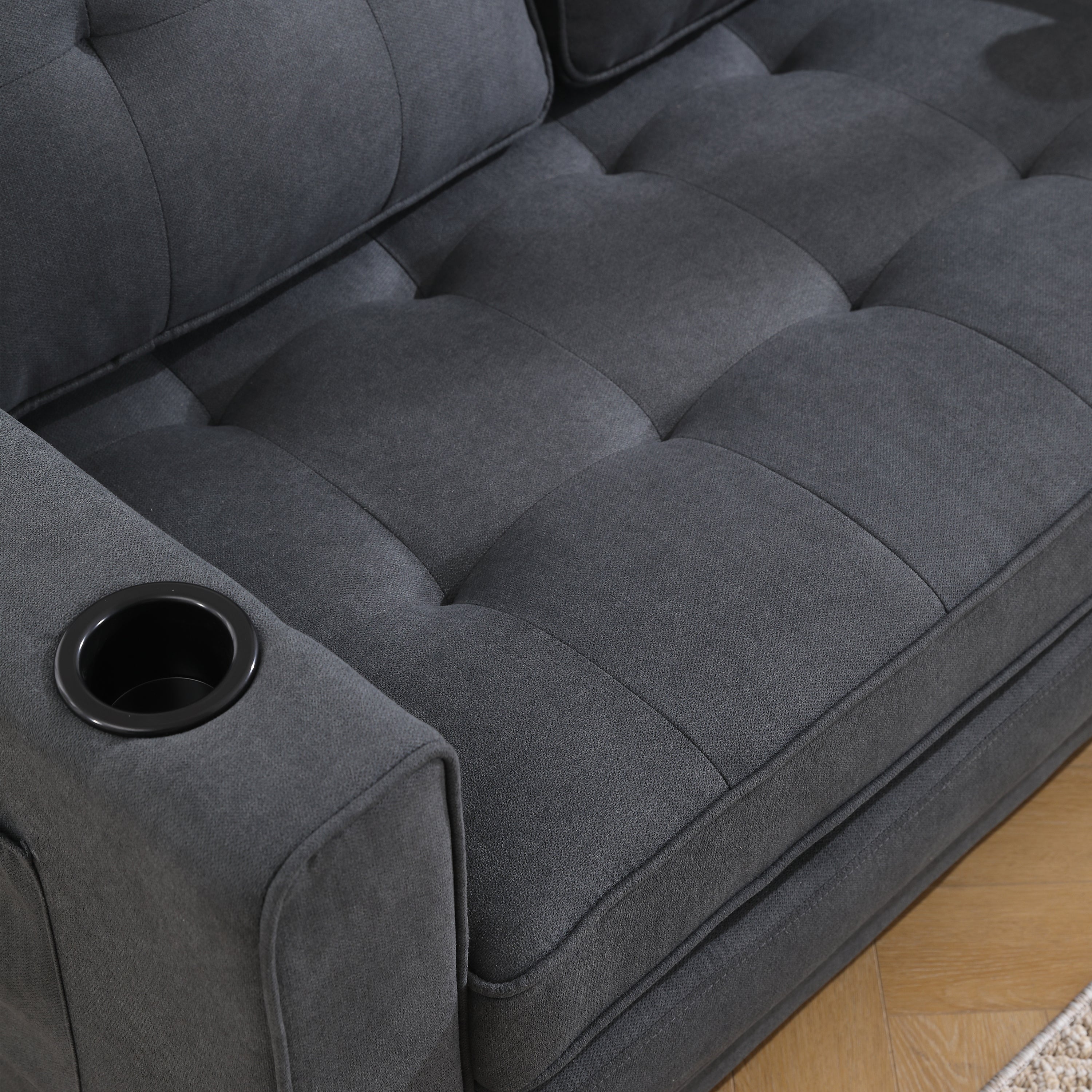 Divano Letto Futon 3 in 1 Grigio Scuro