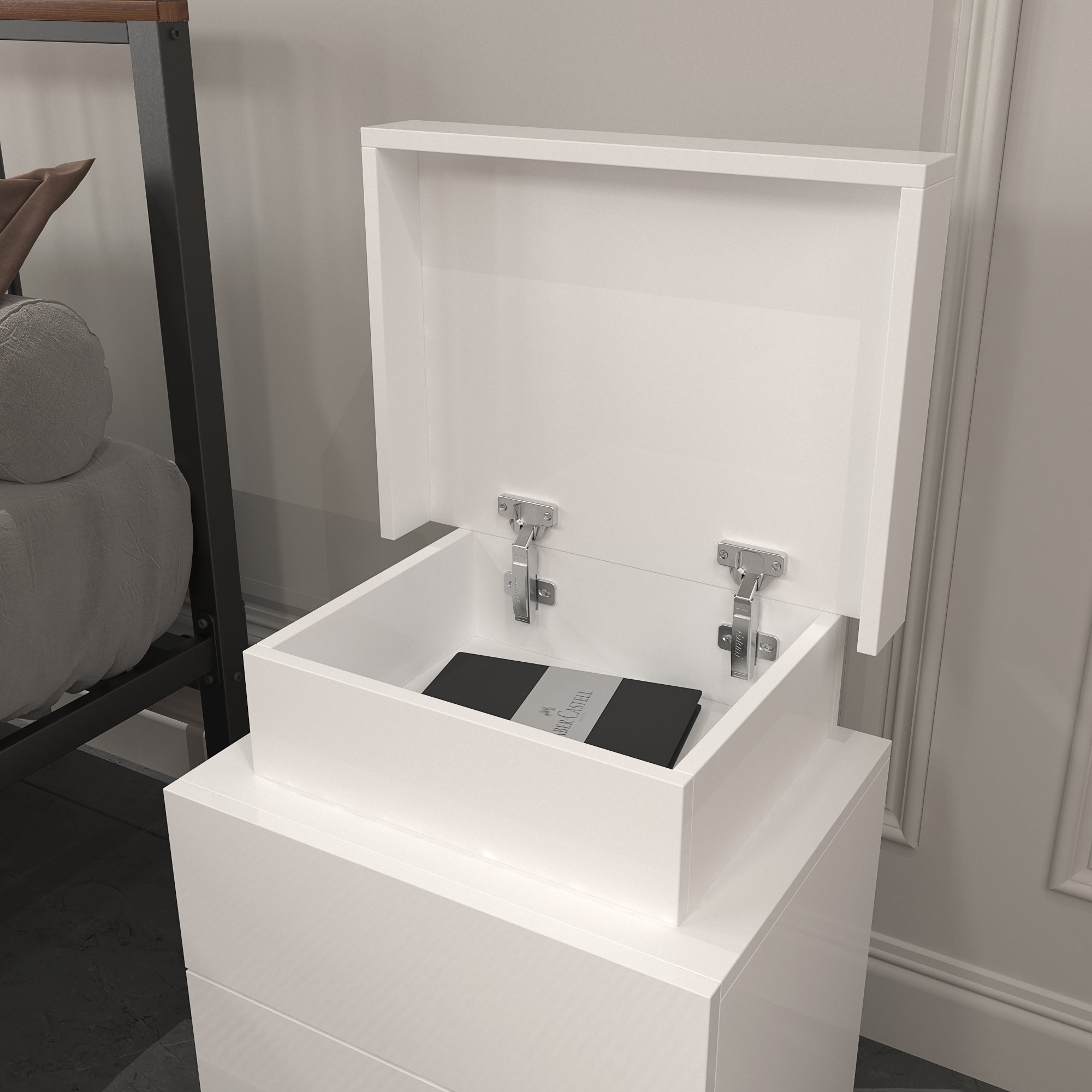 Comodino Bianco con LED RGB