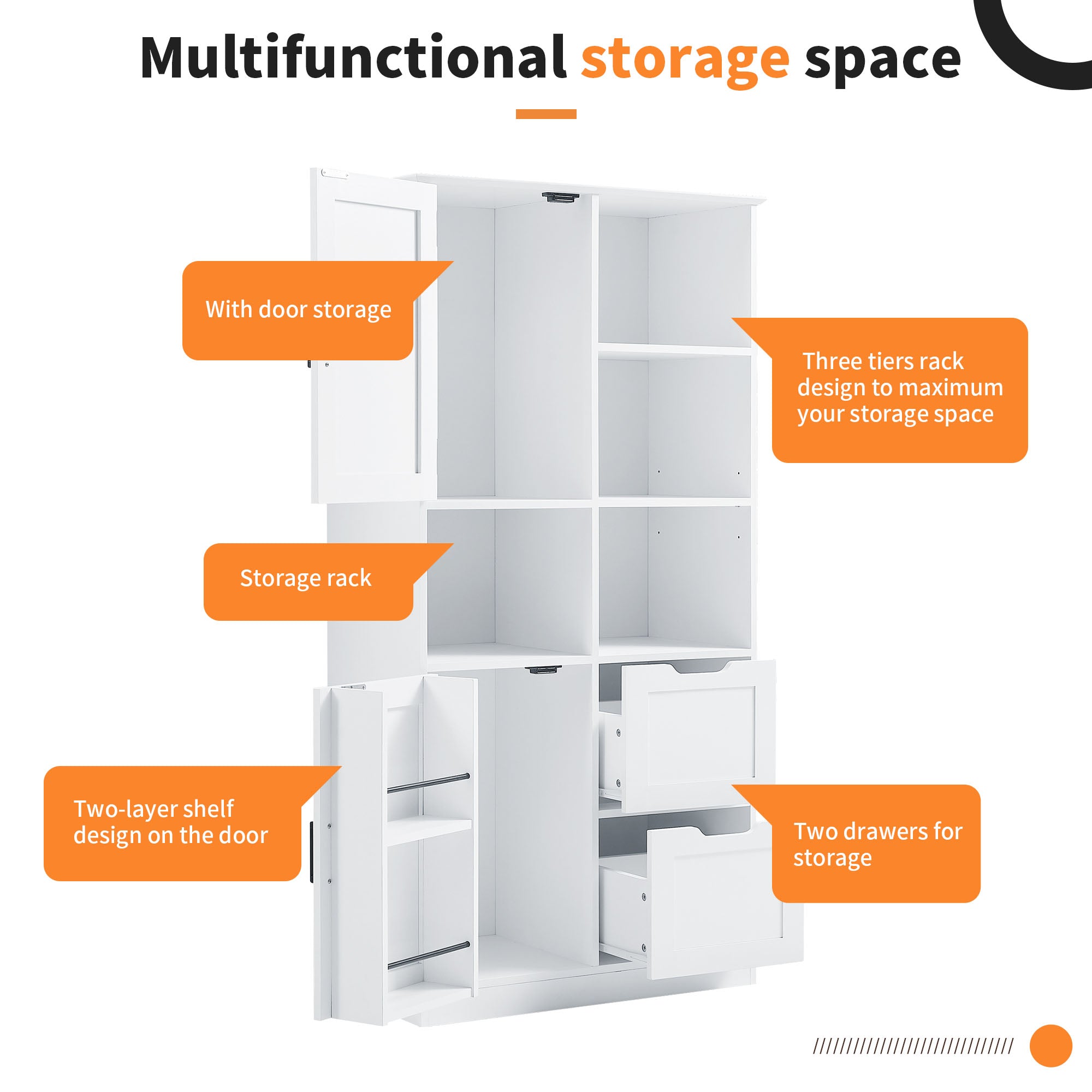 Mobile Bagno Porte Cassetti Ripiani Bianco