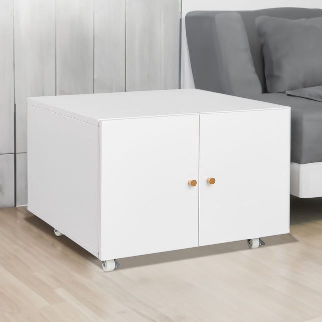 White Mobile Pedestal Copier Cabinet - Office Furniture File and Printer Stand
