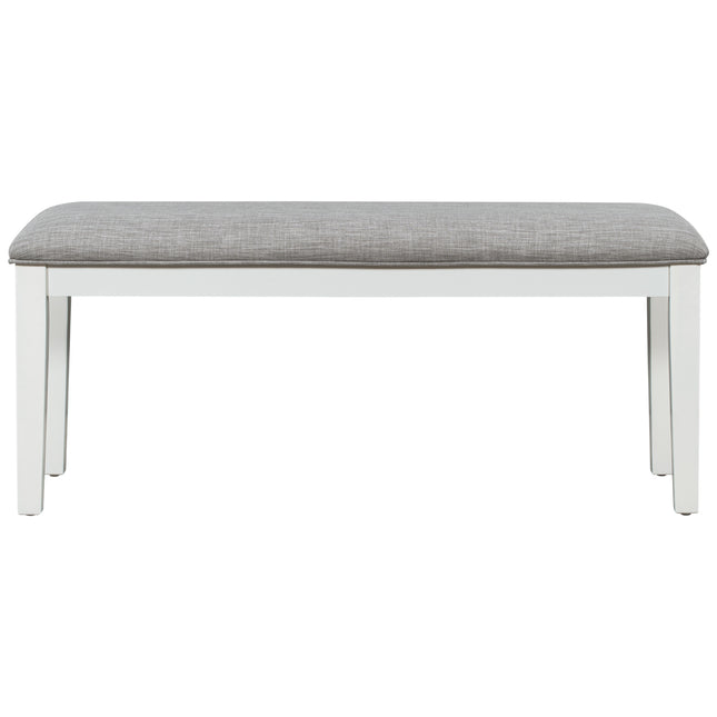 Classic 6-Piece Dining Set, Table, 4 Chairs & Bench (White/Gray)