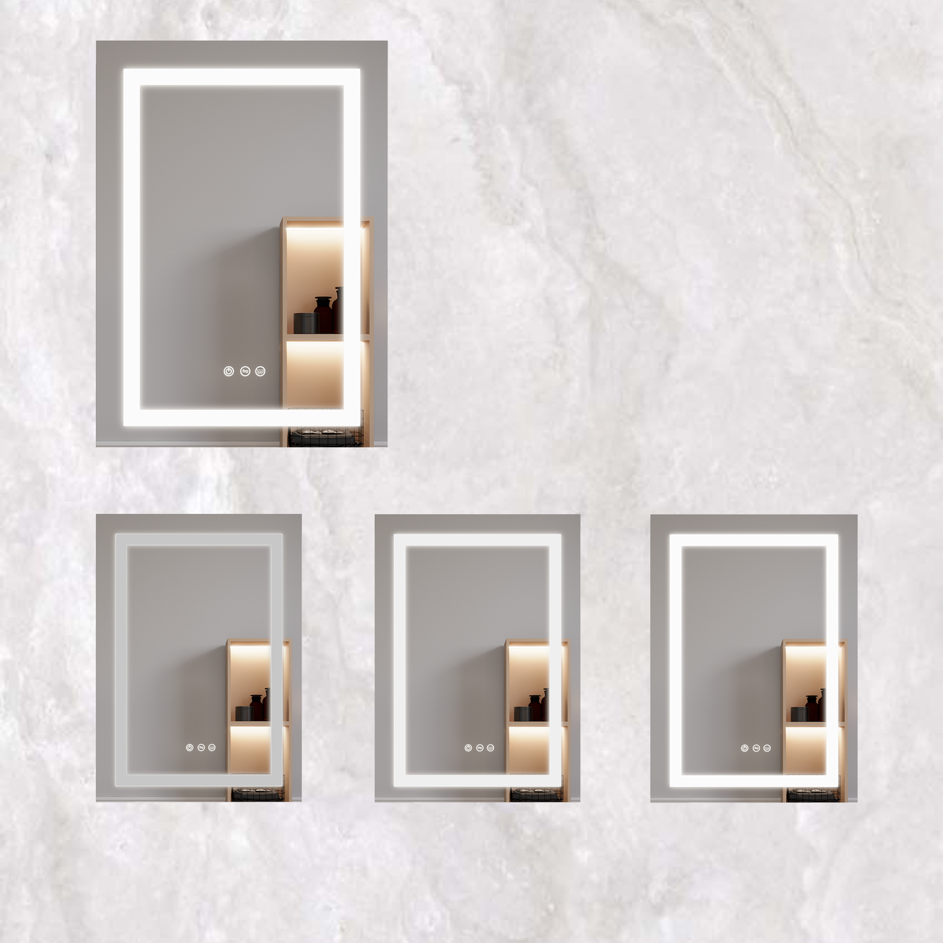 Armadietto Bagno LED 66x51cm Porta Sinistra