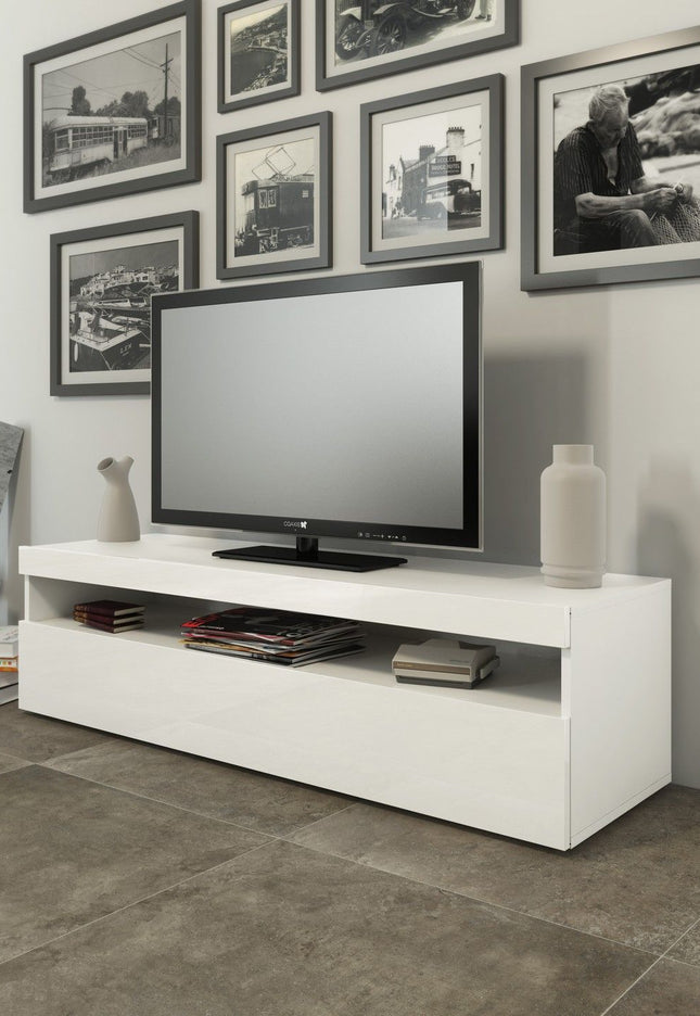 Porta tv BURRATA 130 cm 1 vano giorno + 1 anta a ribalta
