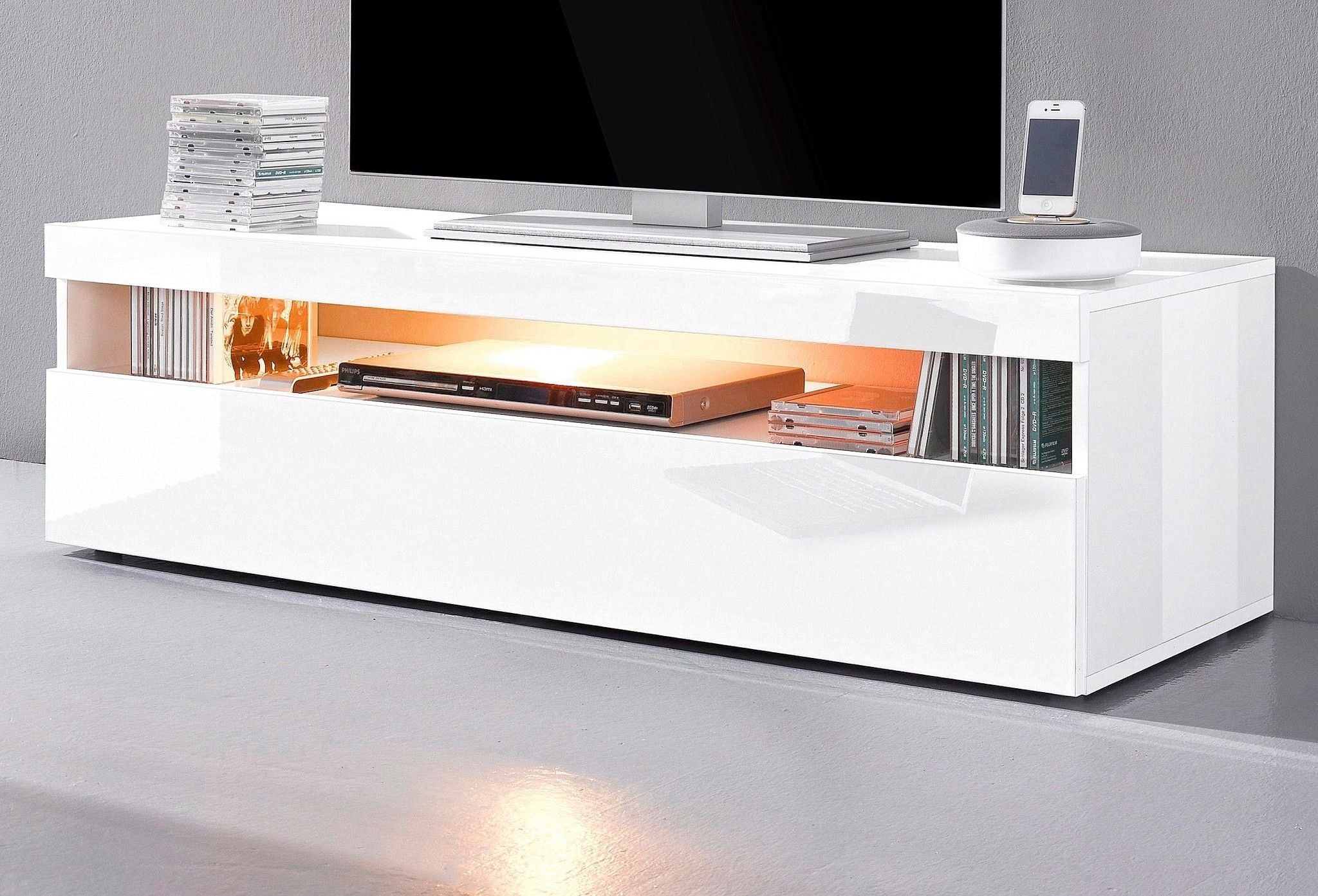 Porta tv BURRATA 130 cm 1 vano giorno + 1 anta a ribalta