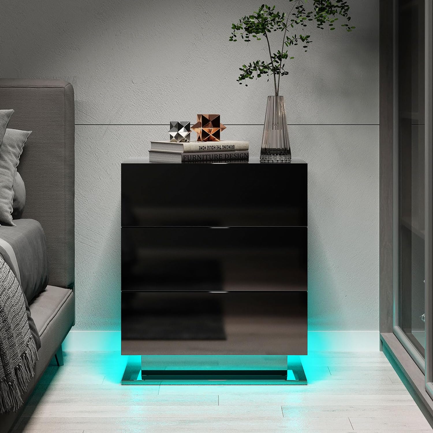 Comodino Nero con LED RGB