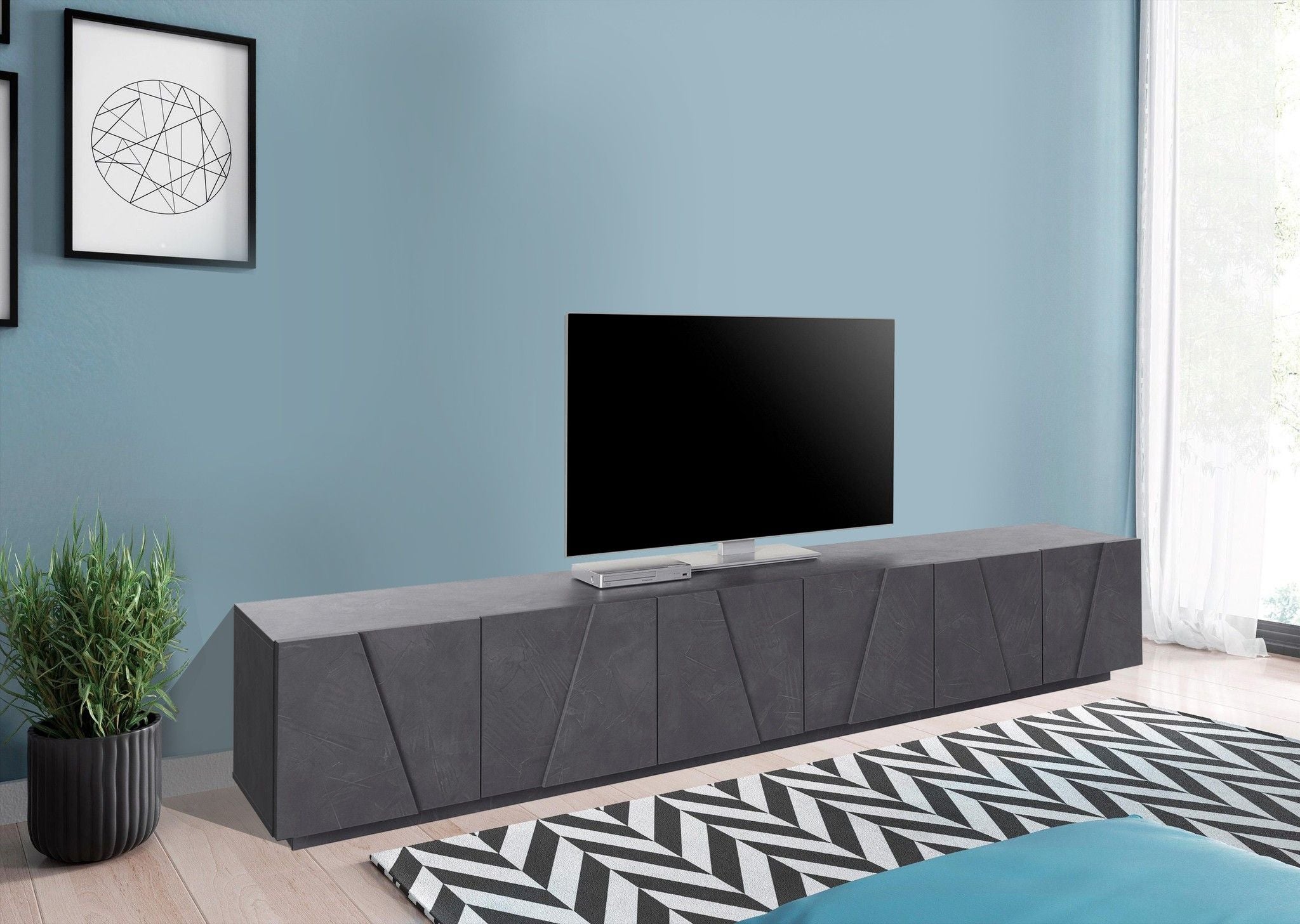 Porta tv PING 240 cm 6 ante battenti.