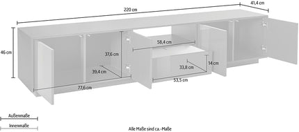 Porta tv BLOOM 220 cm - Bianco laccato lucido