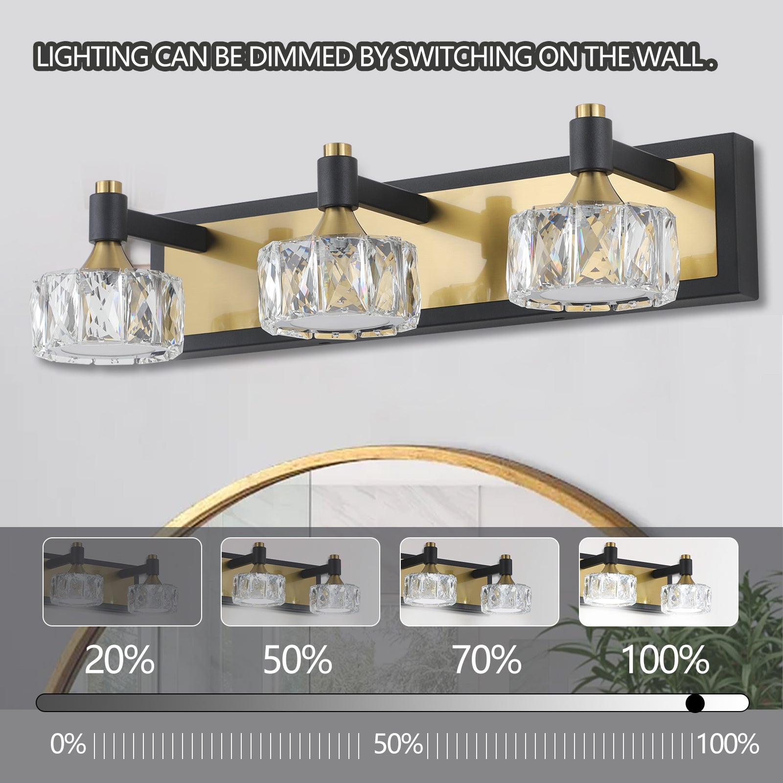 Lampada Bagno LED 3 Luci Cristallo
