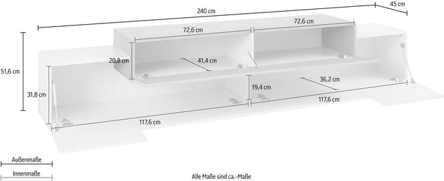 Porta tv CORO 240 cm 3 ante a ribalta.
