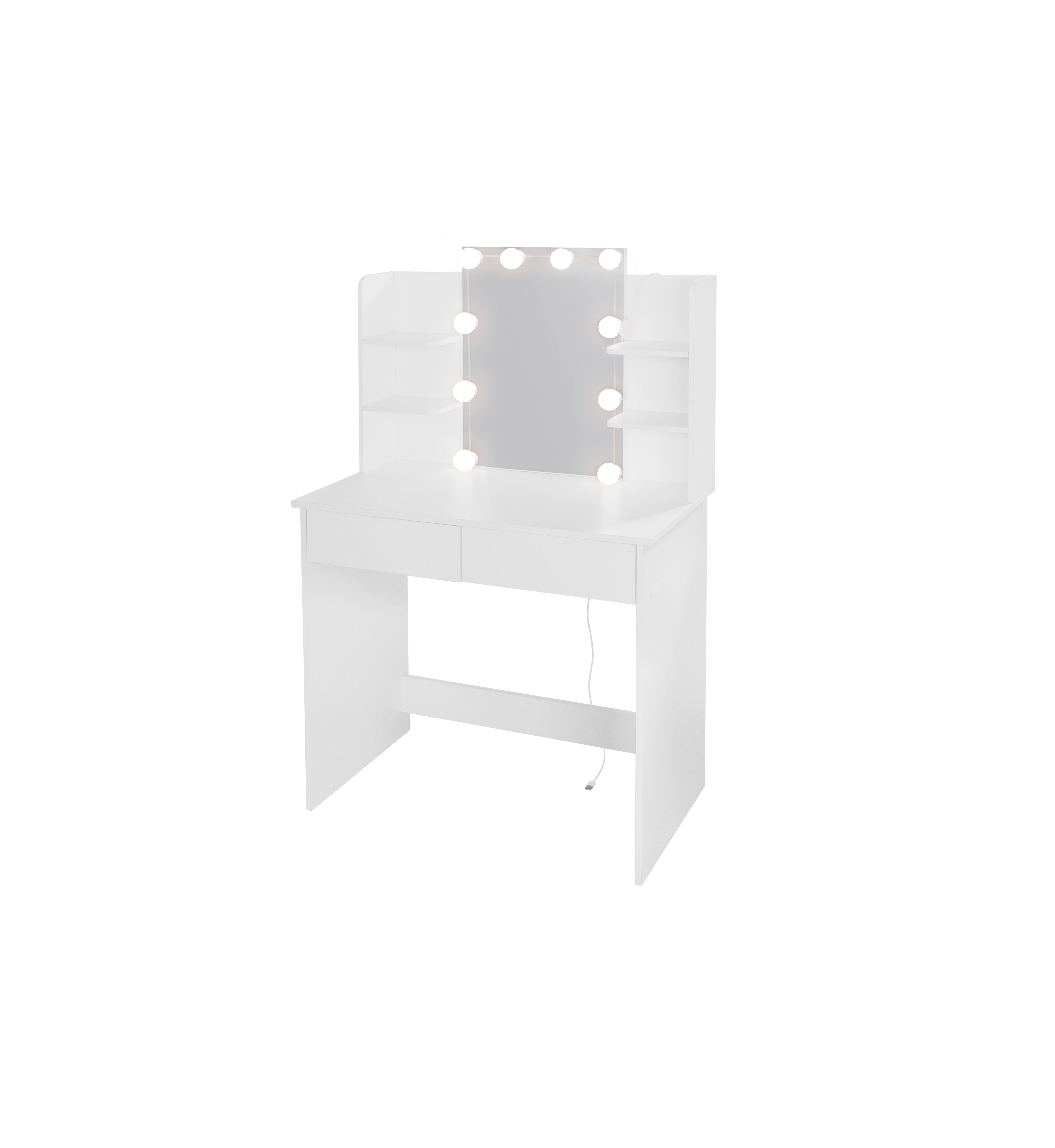 Toeletta Bianca con LED e 2 Cassetti