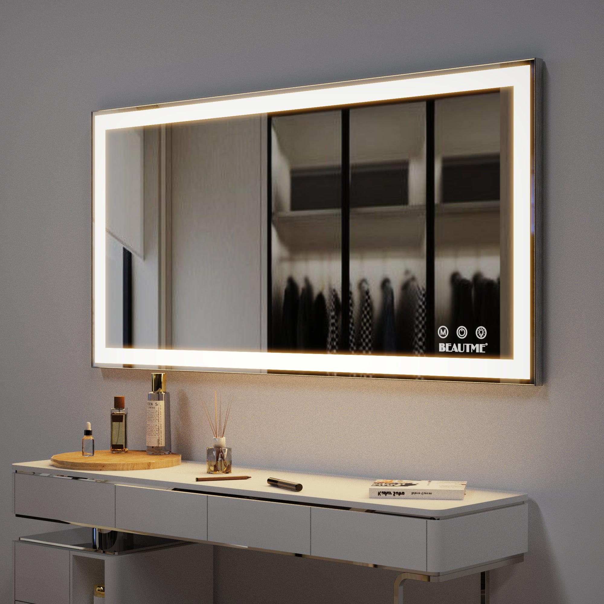 Specchio LED Bagno 122x61cm Antiappannamento