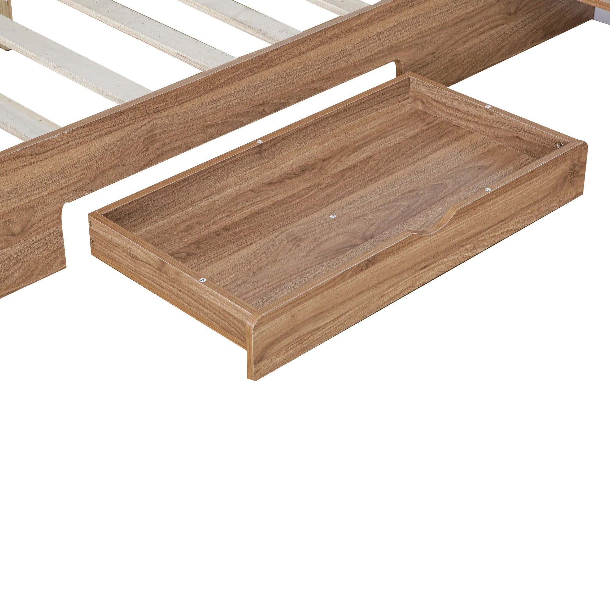 Letto Matrimoniale in Legno con Cassetti, Ripiani, Porte USB e Prese - Naturale