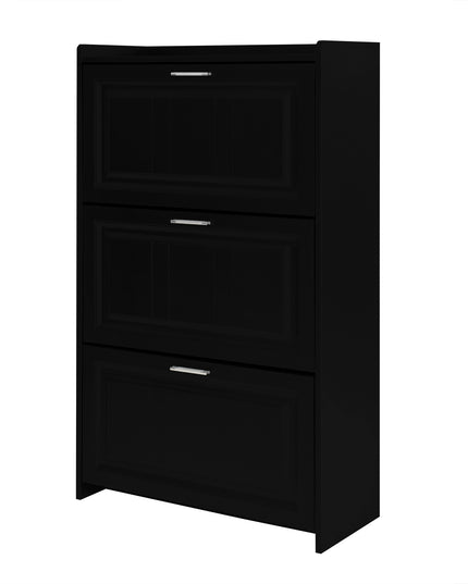 U-Can Shoe Storage Cabinet for Entryway with 3 Flip Drawers, Modern Shoe Organizer Cabinet, Free Standing Shoe Rack Black