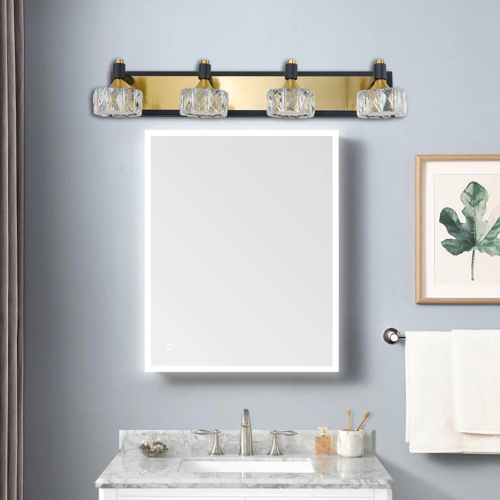 Lampada Bagno LED 4 Luci Cristallo Moderna
