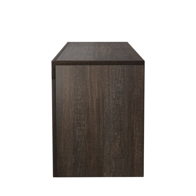 20-Minute Quick Assembly Brown TV Stand – Simple Modern Floor Cabinet with Toughened Glass Shelf for Floor or Wall Use