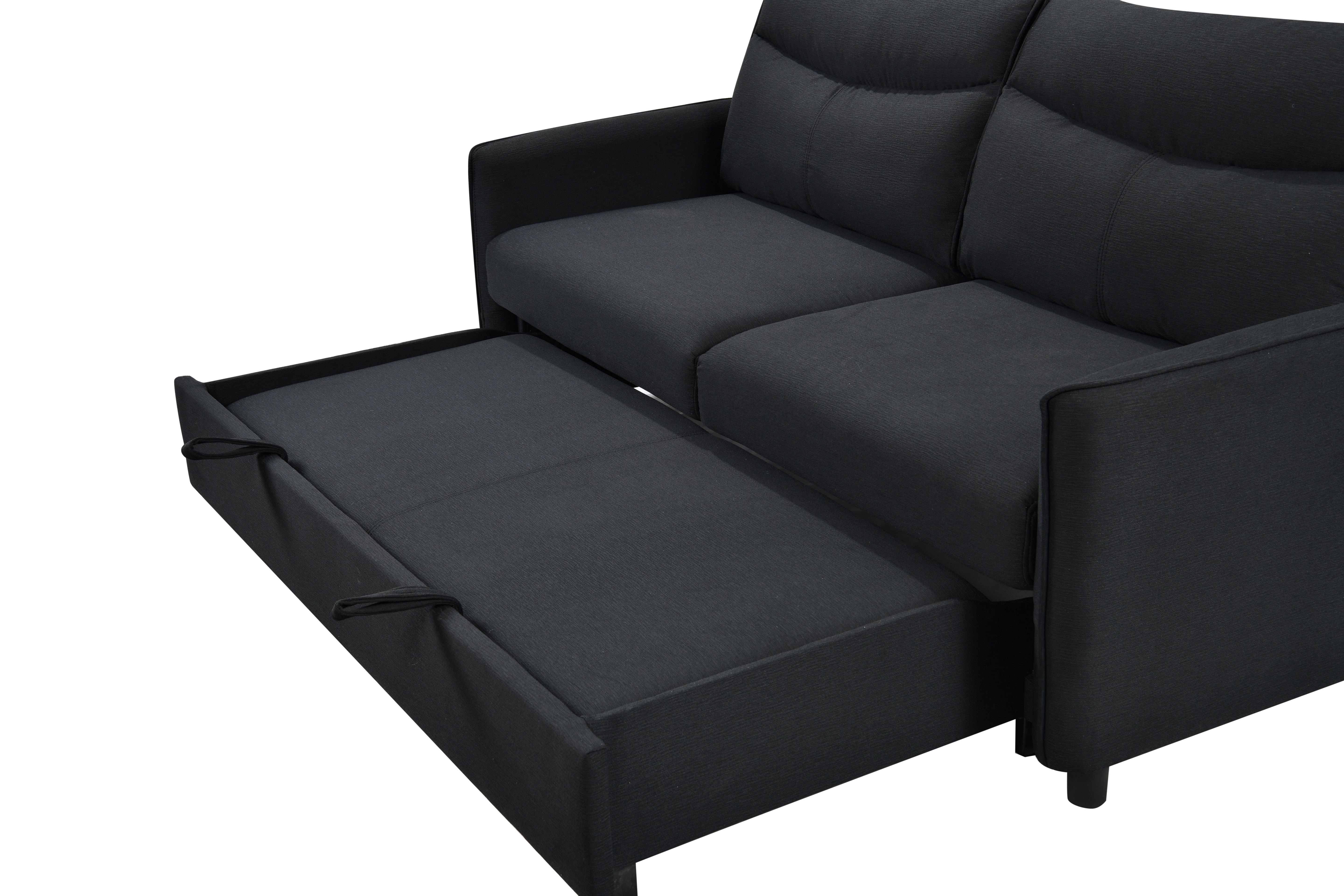 Divano Letto Convertibile 3 in 1 con Letto Estraibile Nero