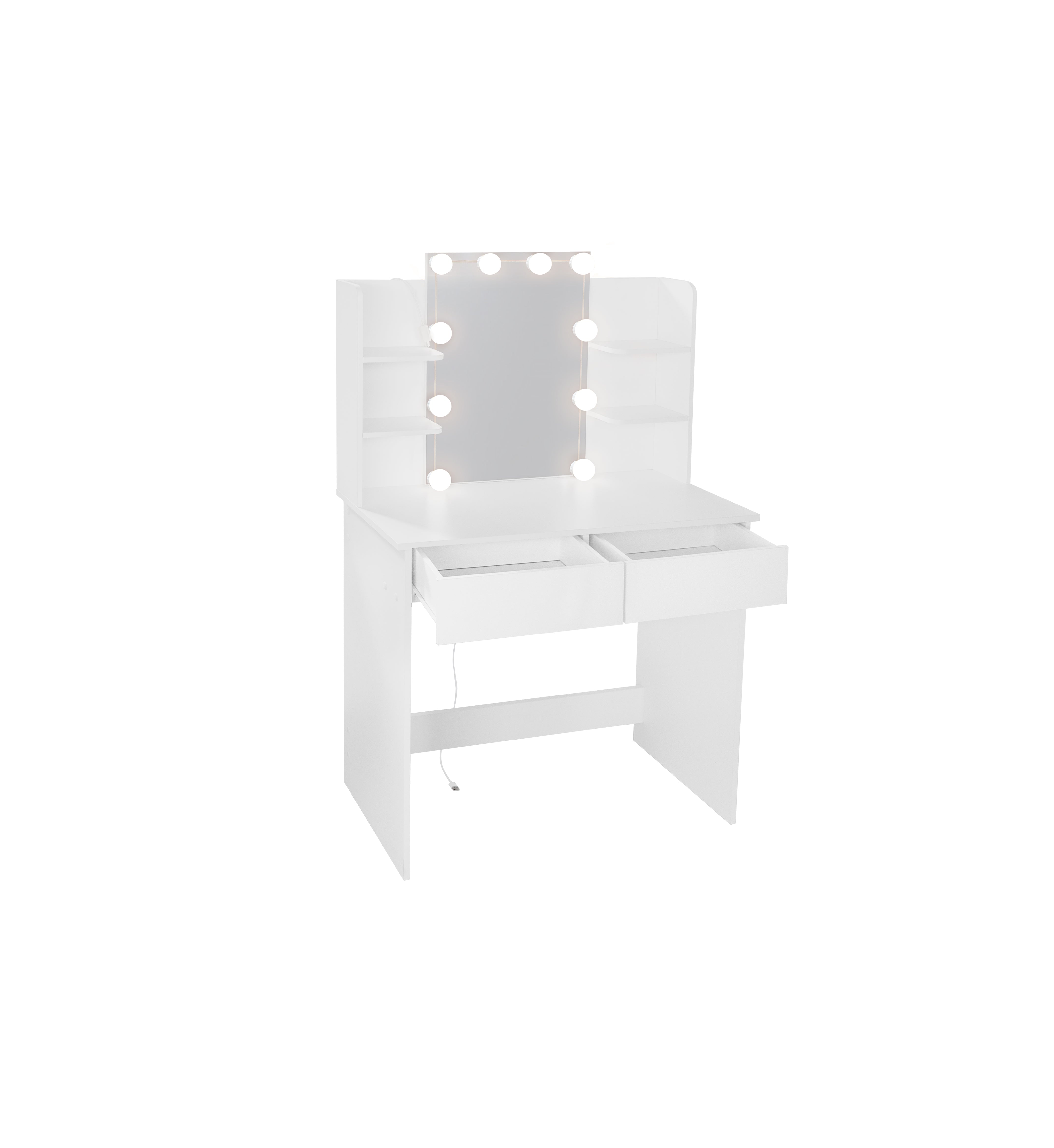 Toeletta Bianca con LED e 2 Cassetti