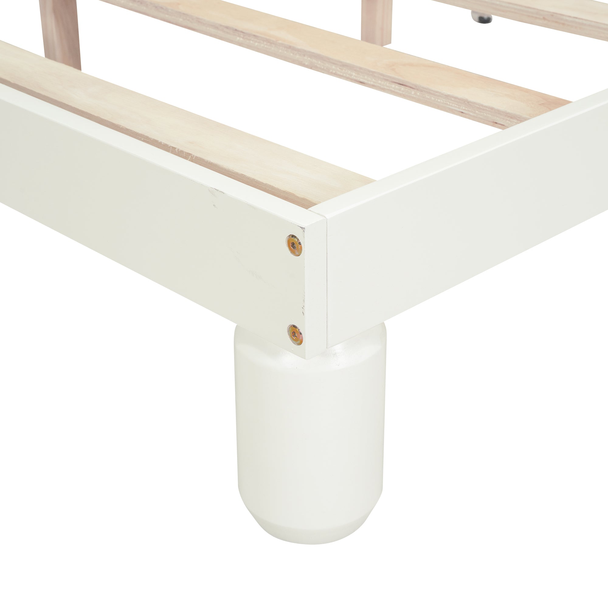 Letto Singolo in Legno con Testiera a Orecchie di Orso e LED - Bianco Crema