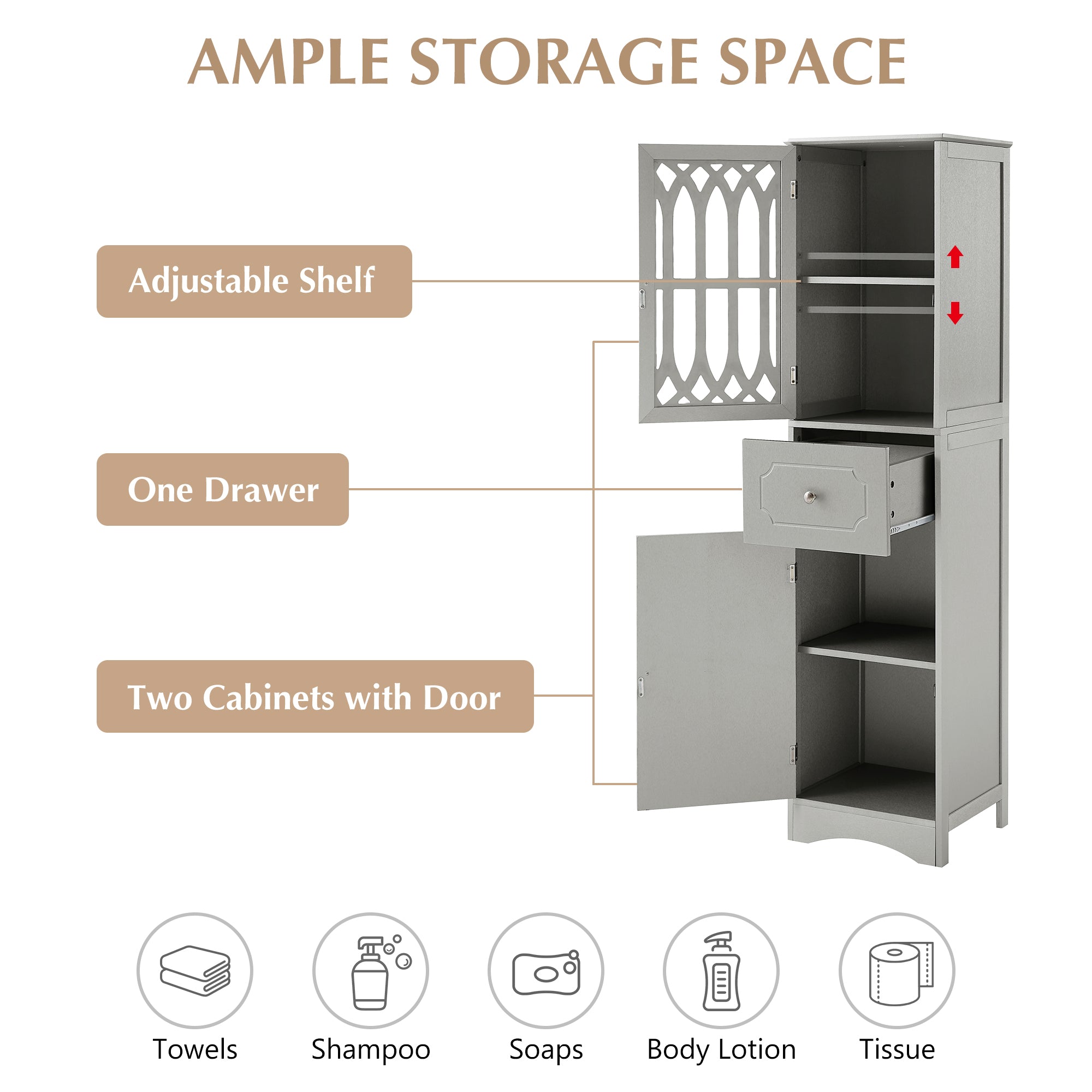 Mobile Bagno Alto con Cassetto Grigio