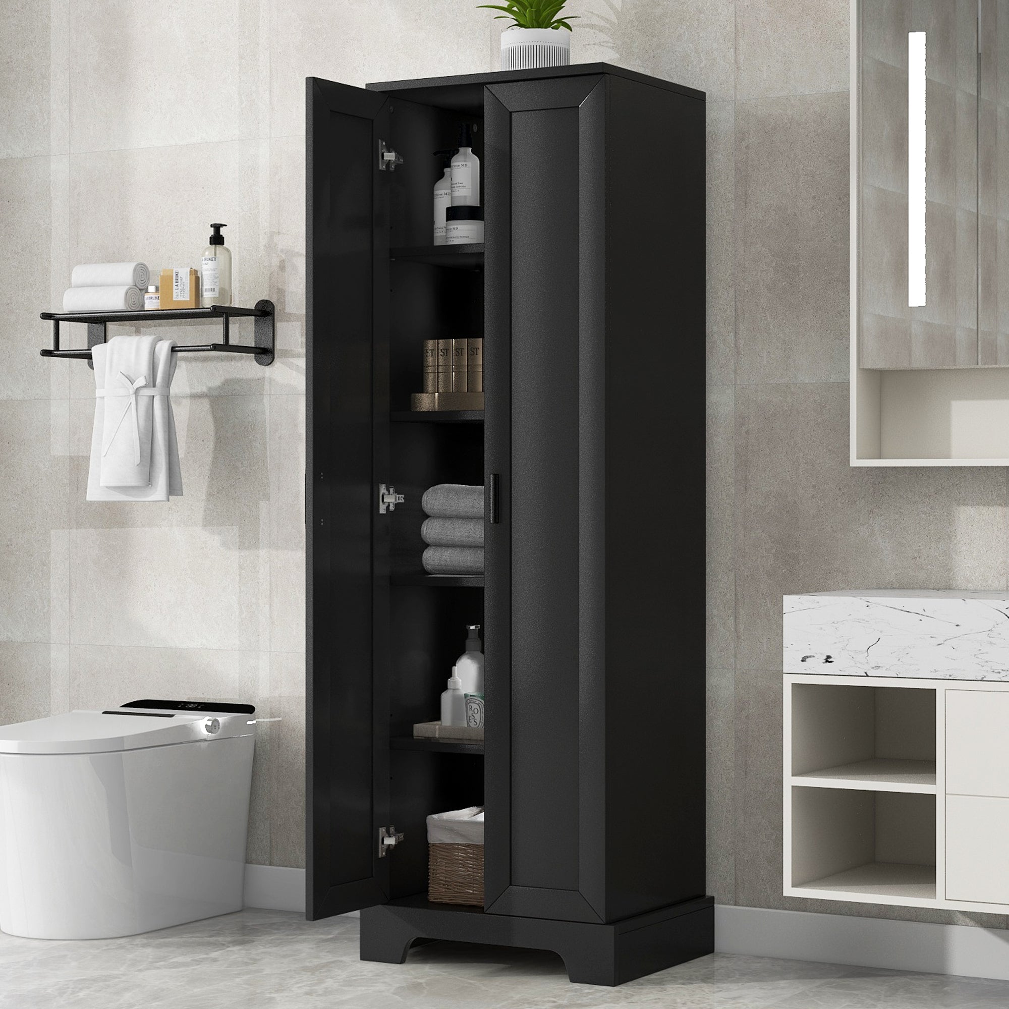 Mobile Alto Bagno Nero 2 Ante 181cm