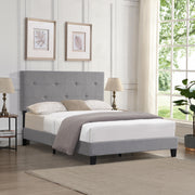 Letto Full Size Imbottito Lino Grigio