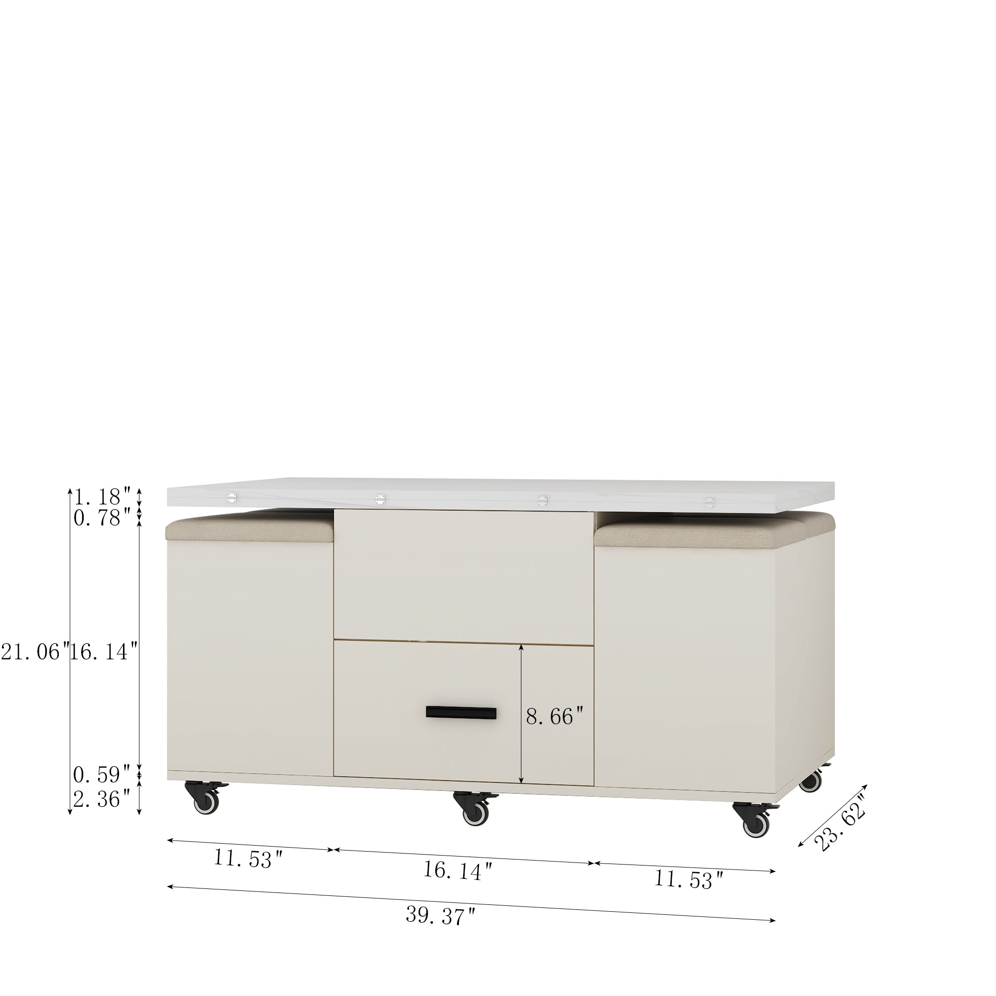 Tavolino Caffè Sollevabile con 4 Sedie